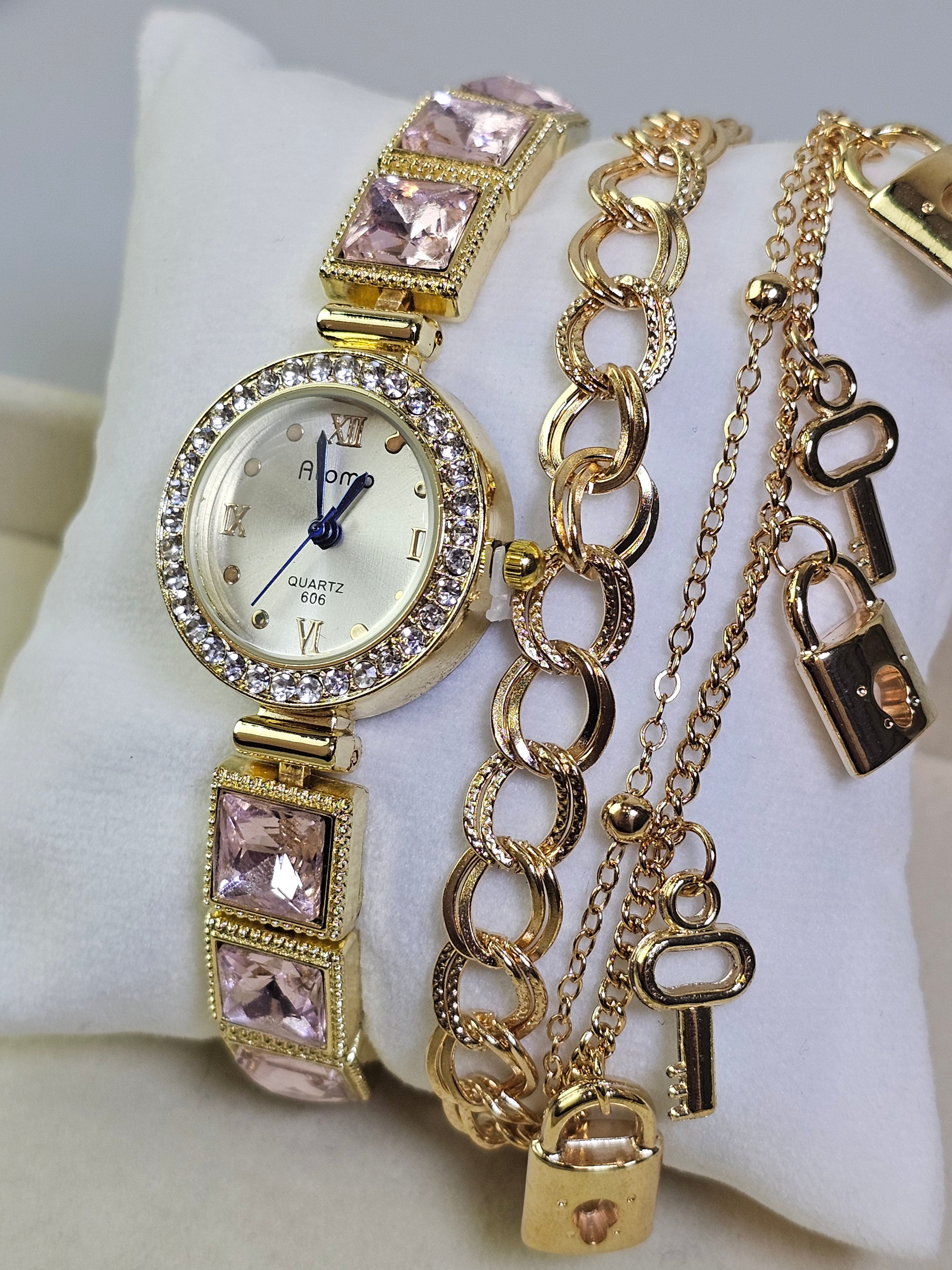 Relógio Prova d’Água com Pulseira Folheada 039