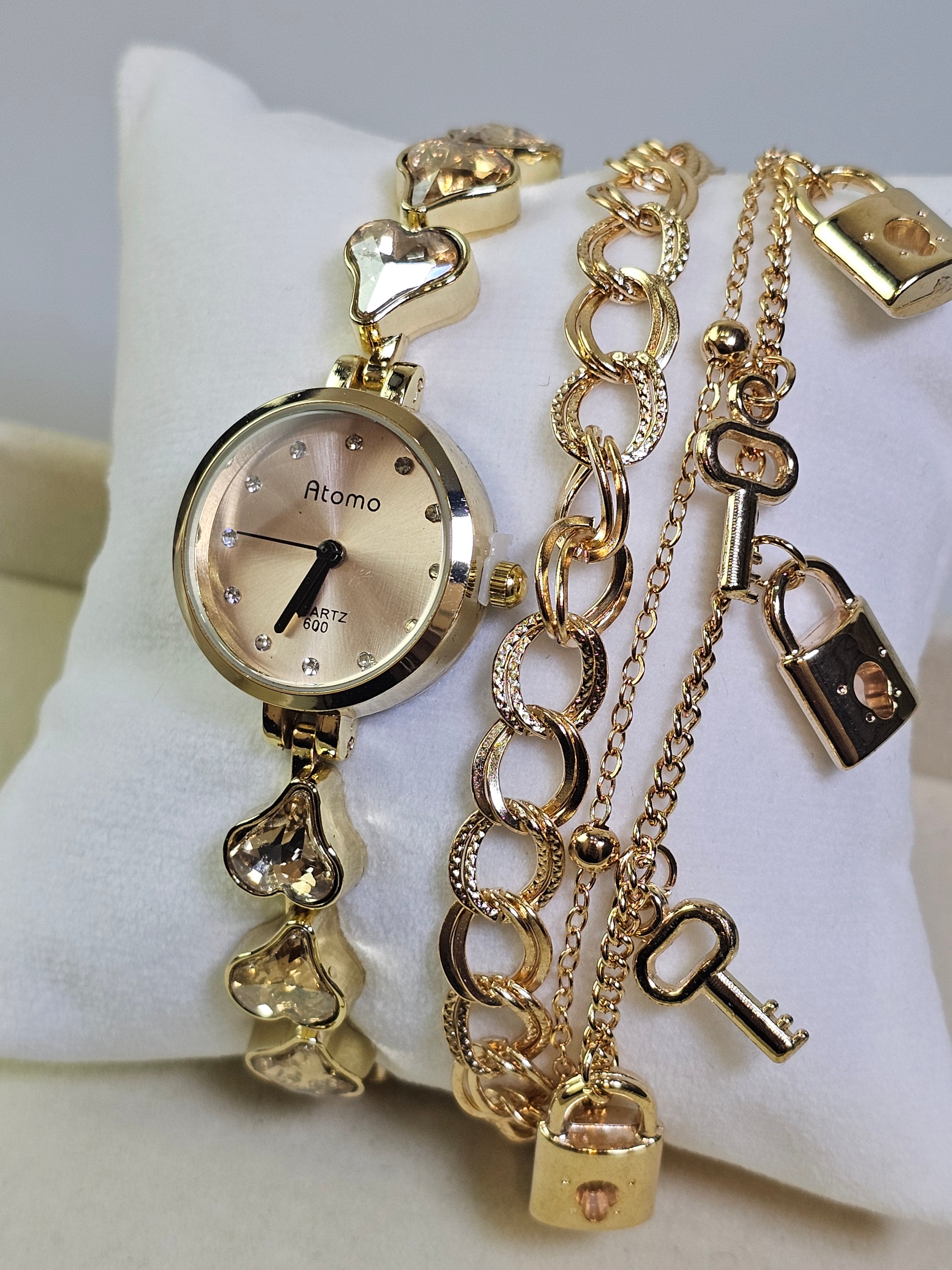 Relógio Prova d’Água com Pulseira Folheada 038