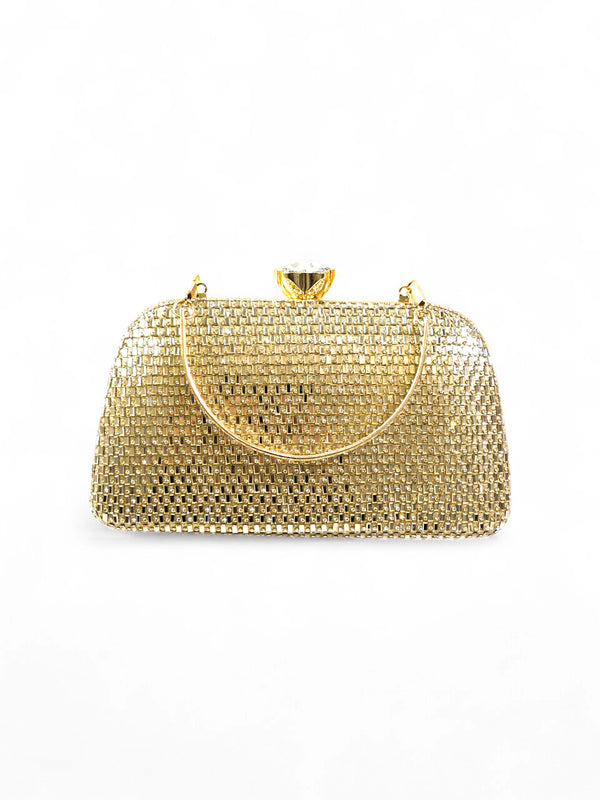 Bolsa Clutch Cristal Dourada 029