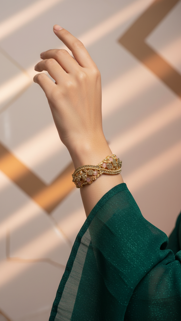 Bracelete Dourado Semi Joia 025