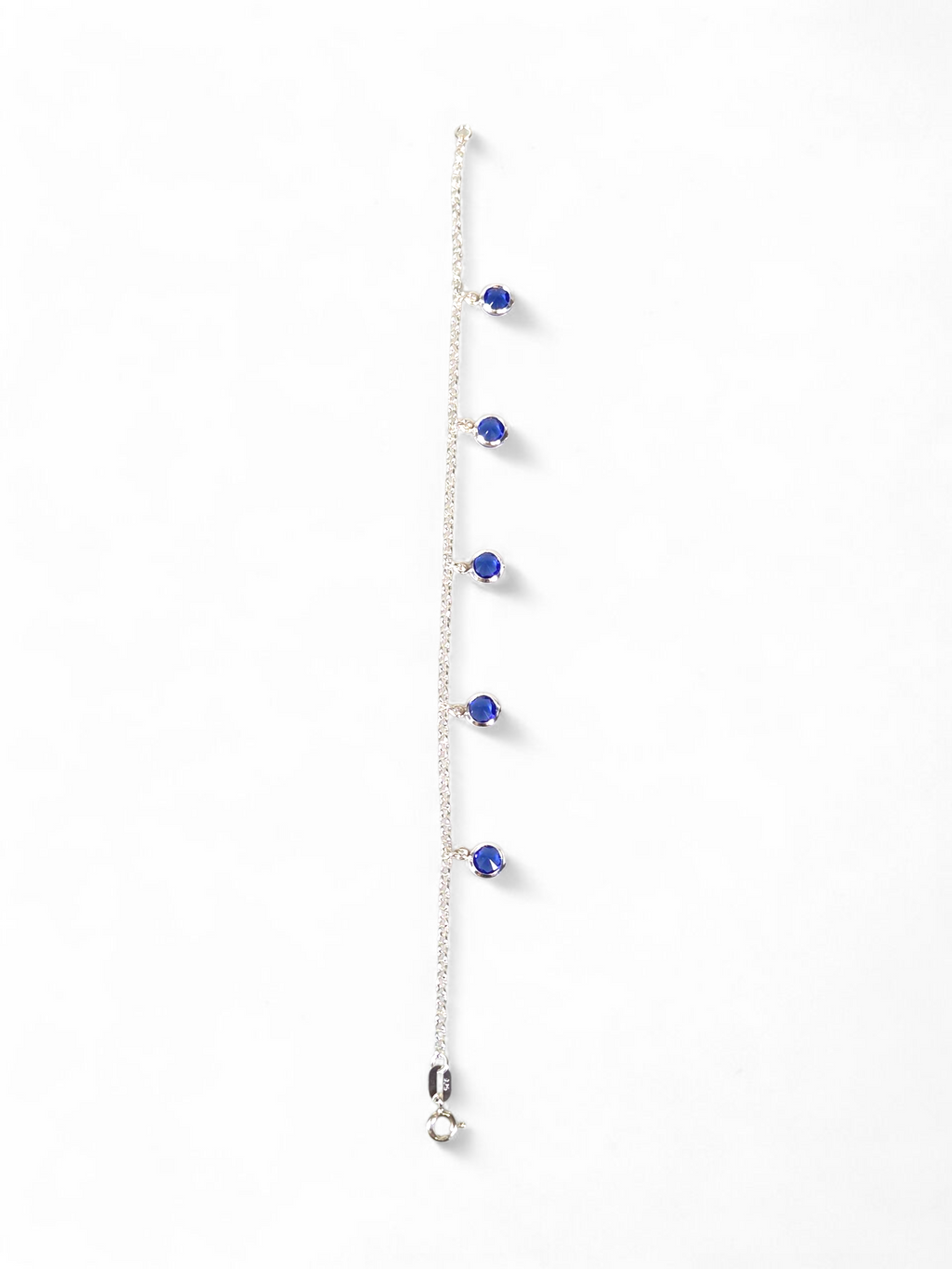 Pulseira Prata 925 com Zircônias Azul Pendurado 1004