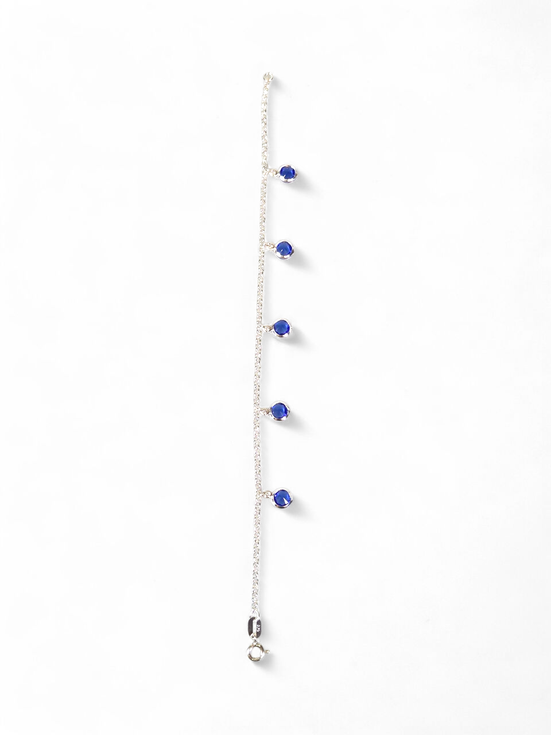 Pulseira Prata 925 com Zircônias Azul Pendurado 1004