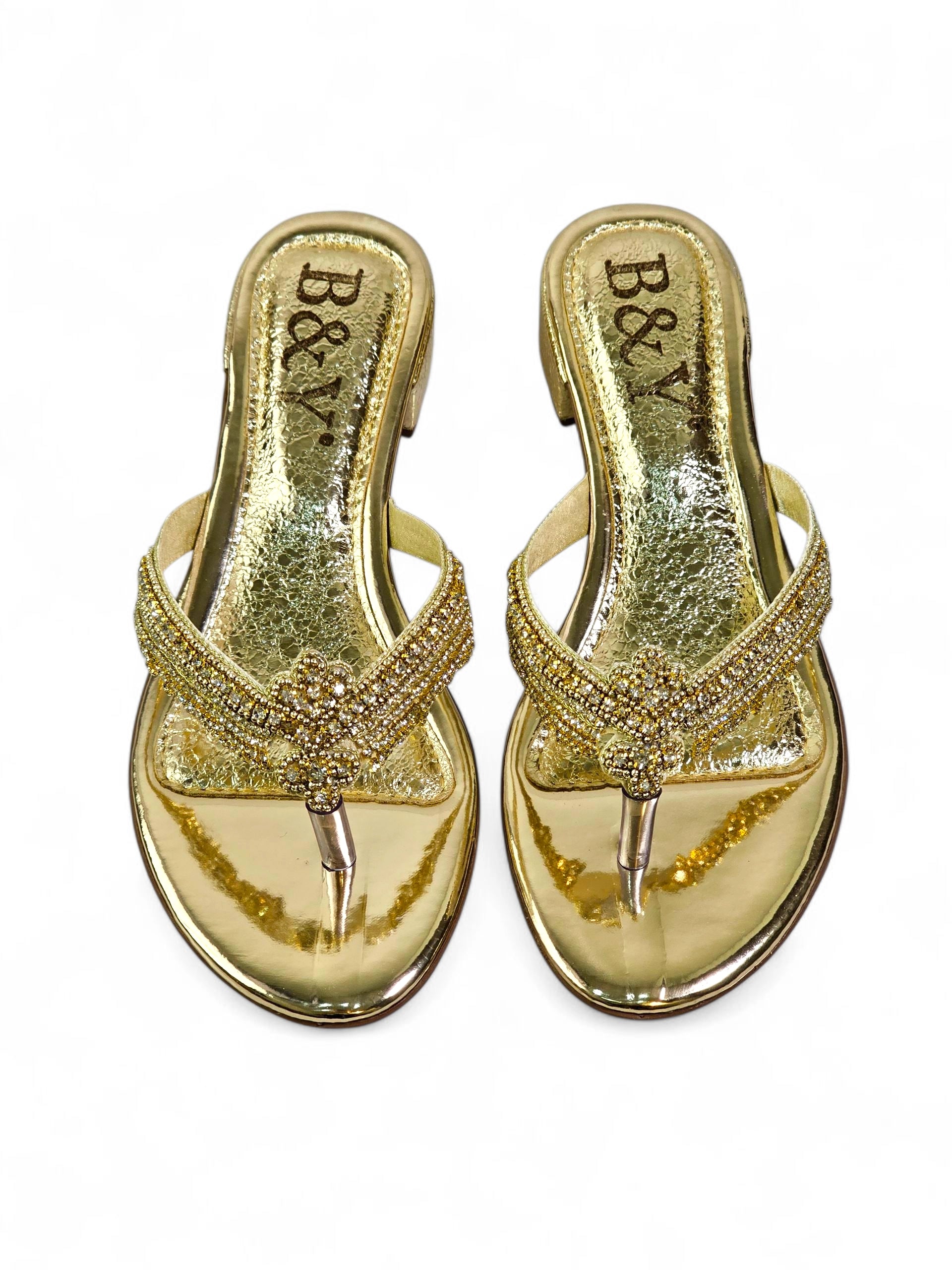 Chinelo 1057 Dourado Salto Bloco