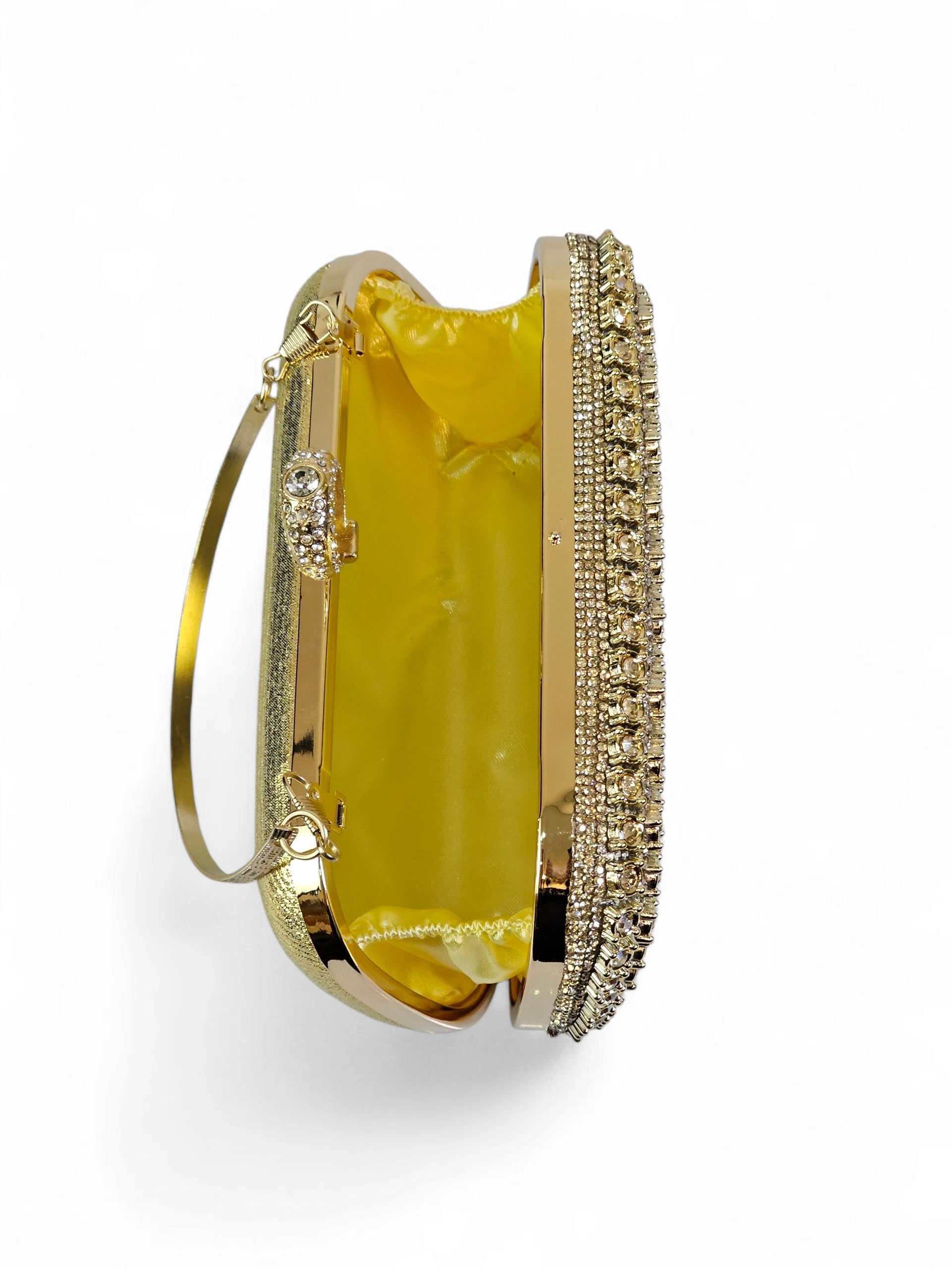 Bolsa Clutch Cristal Dourada 001