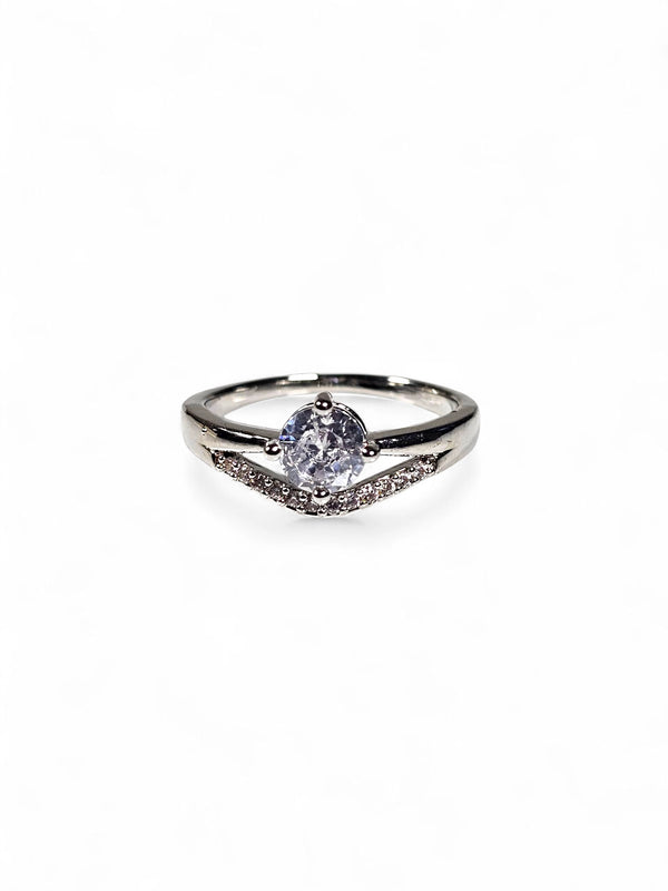 Anel Cristal Zirconia Prata 007