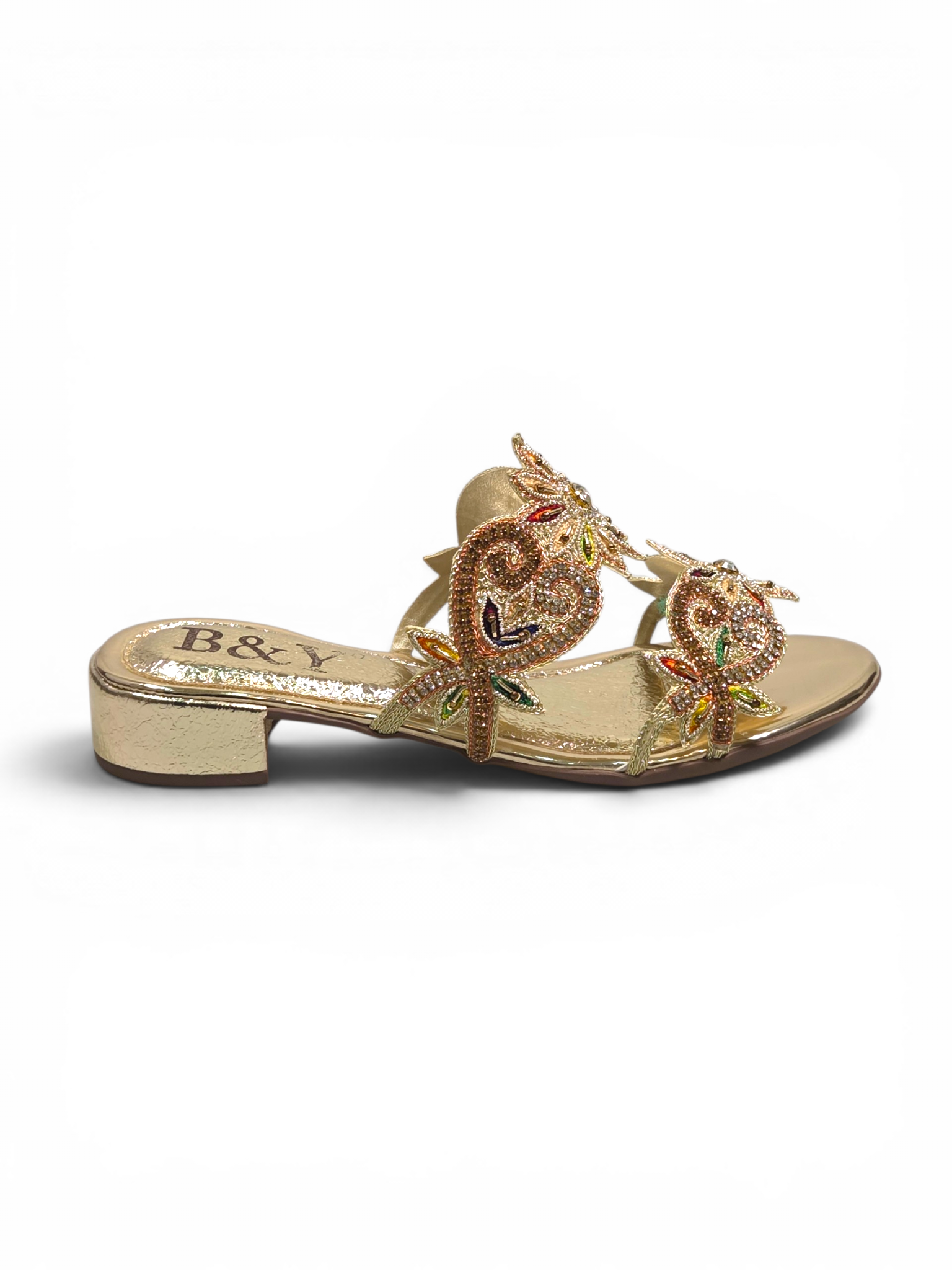 Tamanco 9849 Dourado Salto Baixo 3 cm
