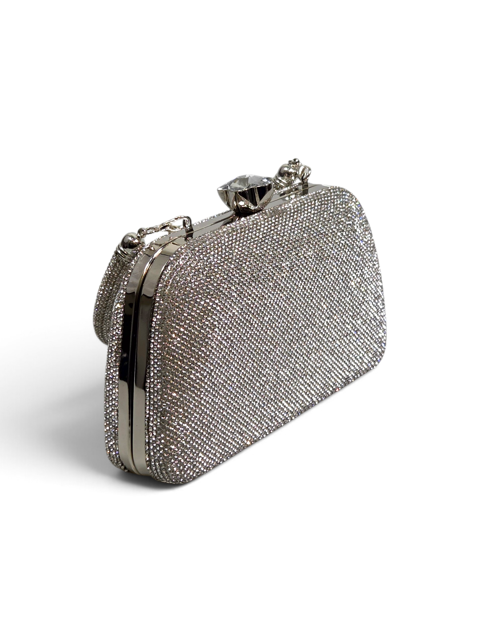 Bolsa Glamour Clutch Cristal Prata 1092