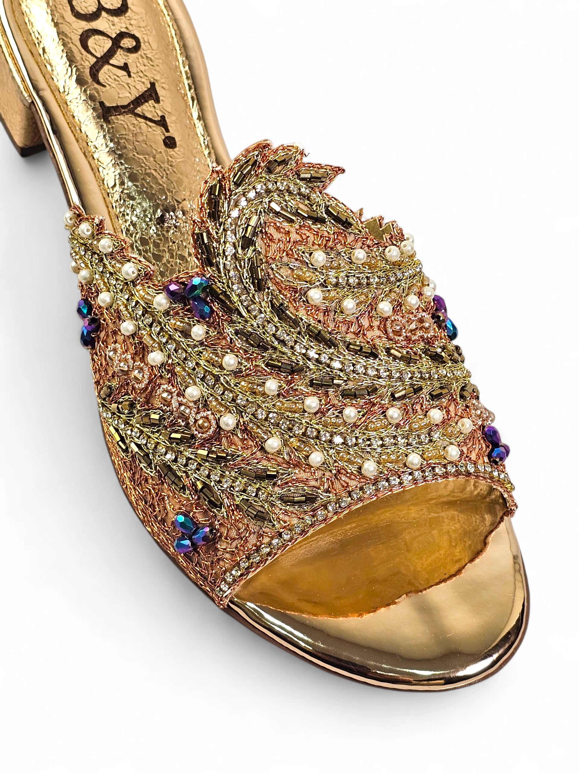 Tamanco 9516 Bronze Salto Bloco