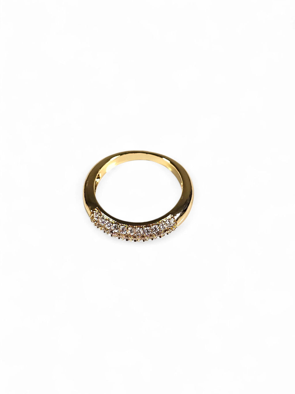 Anel Cristal Zirconia Dourada 010