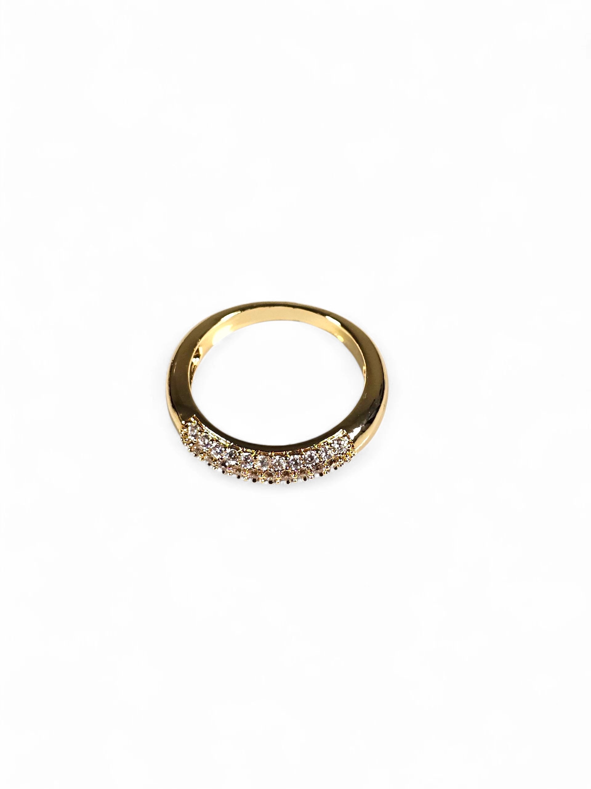 Anel Cristal Zirconia Dourada 010