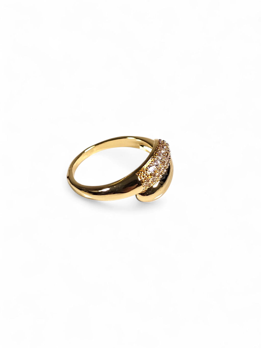 Anel Cristal Zirconia Dourada 009