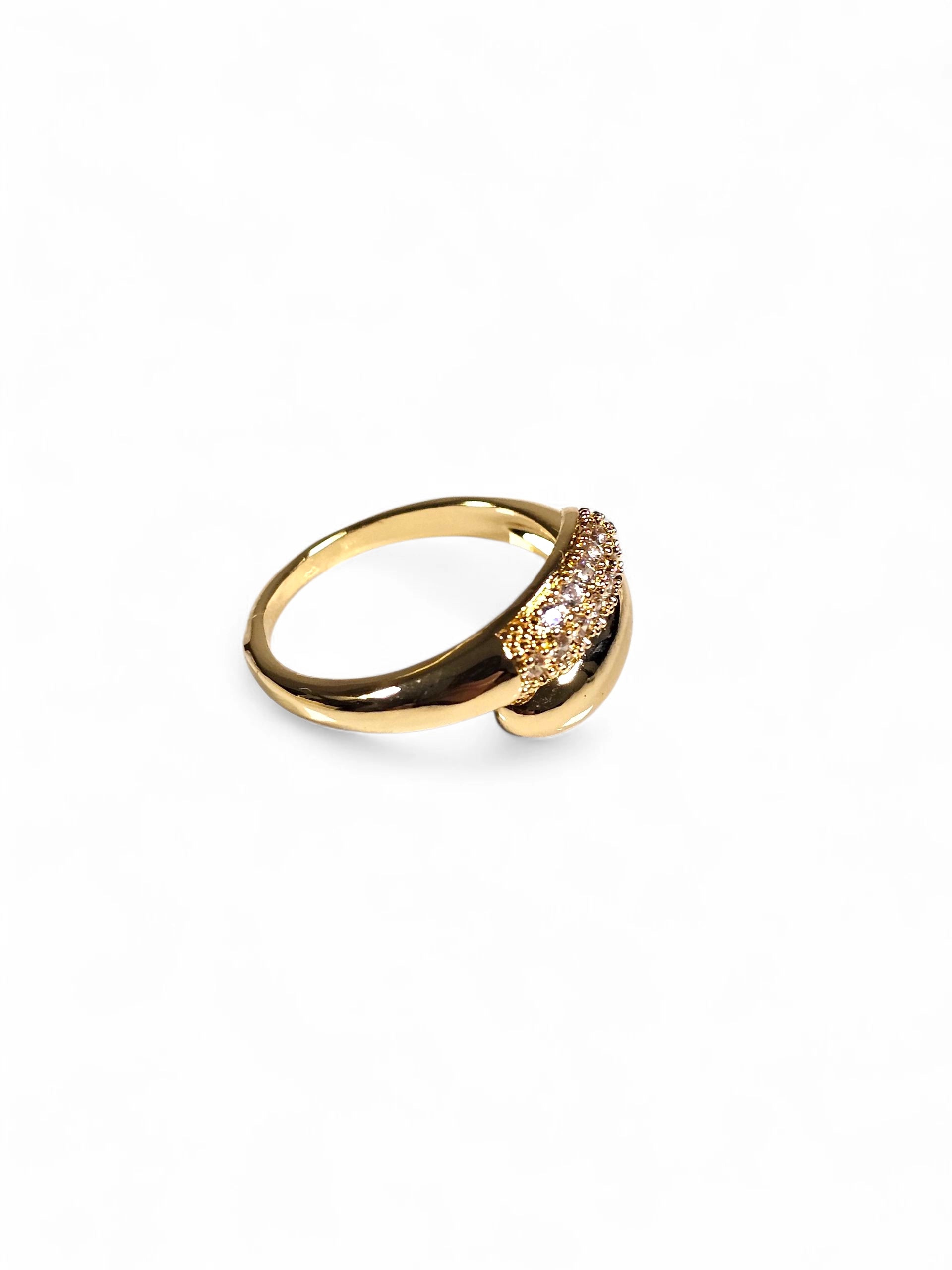 Anel Cristal Zirconia Dourada 009