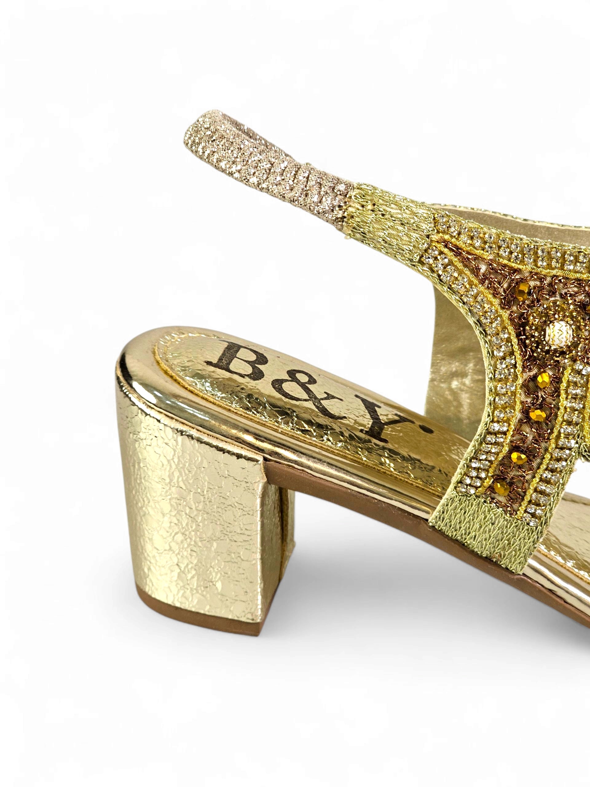 Sandália 9462 Dourado Com Salto 6cm