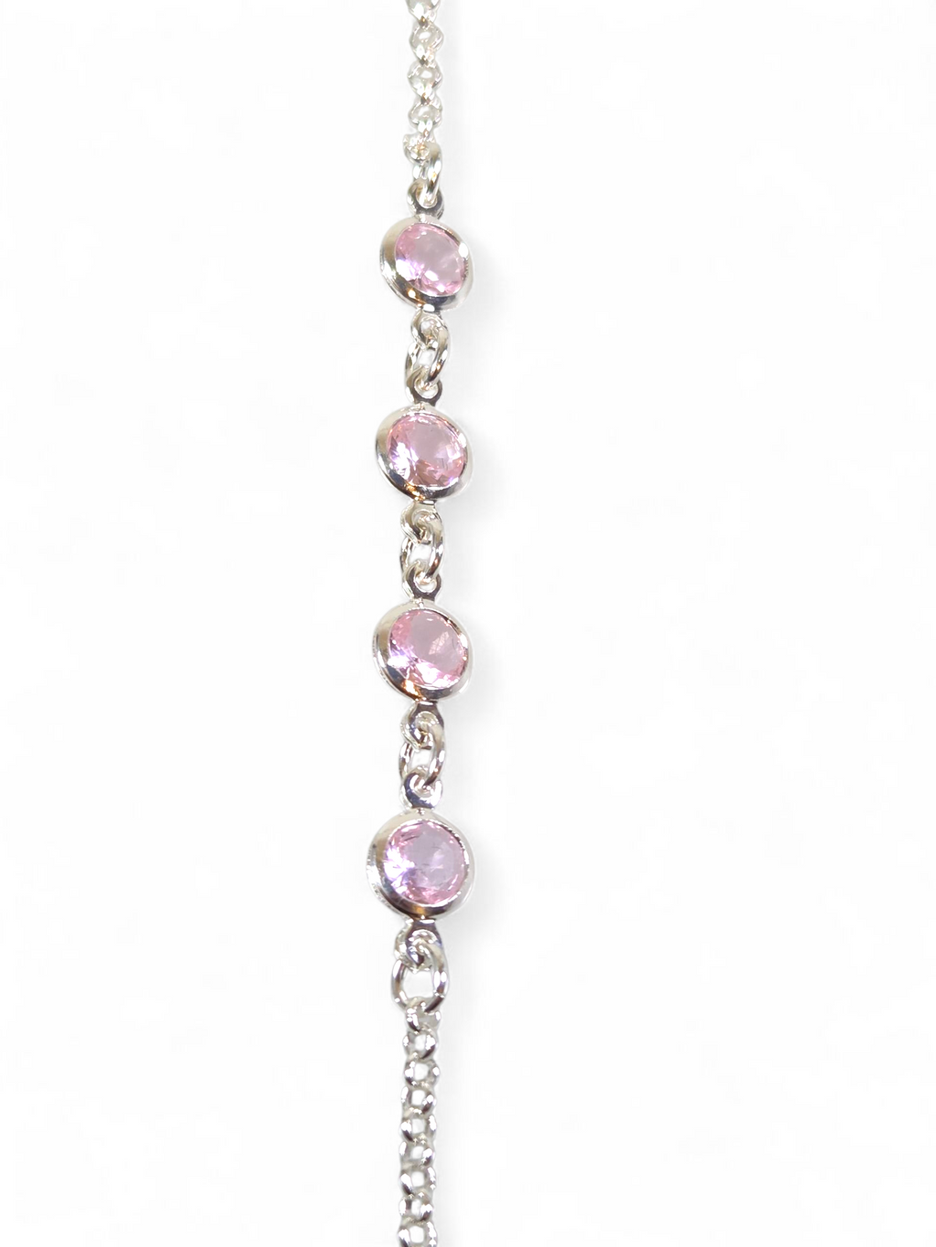 Pulseira Prata 925 com Zircônias Rosa 1008