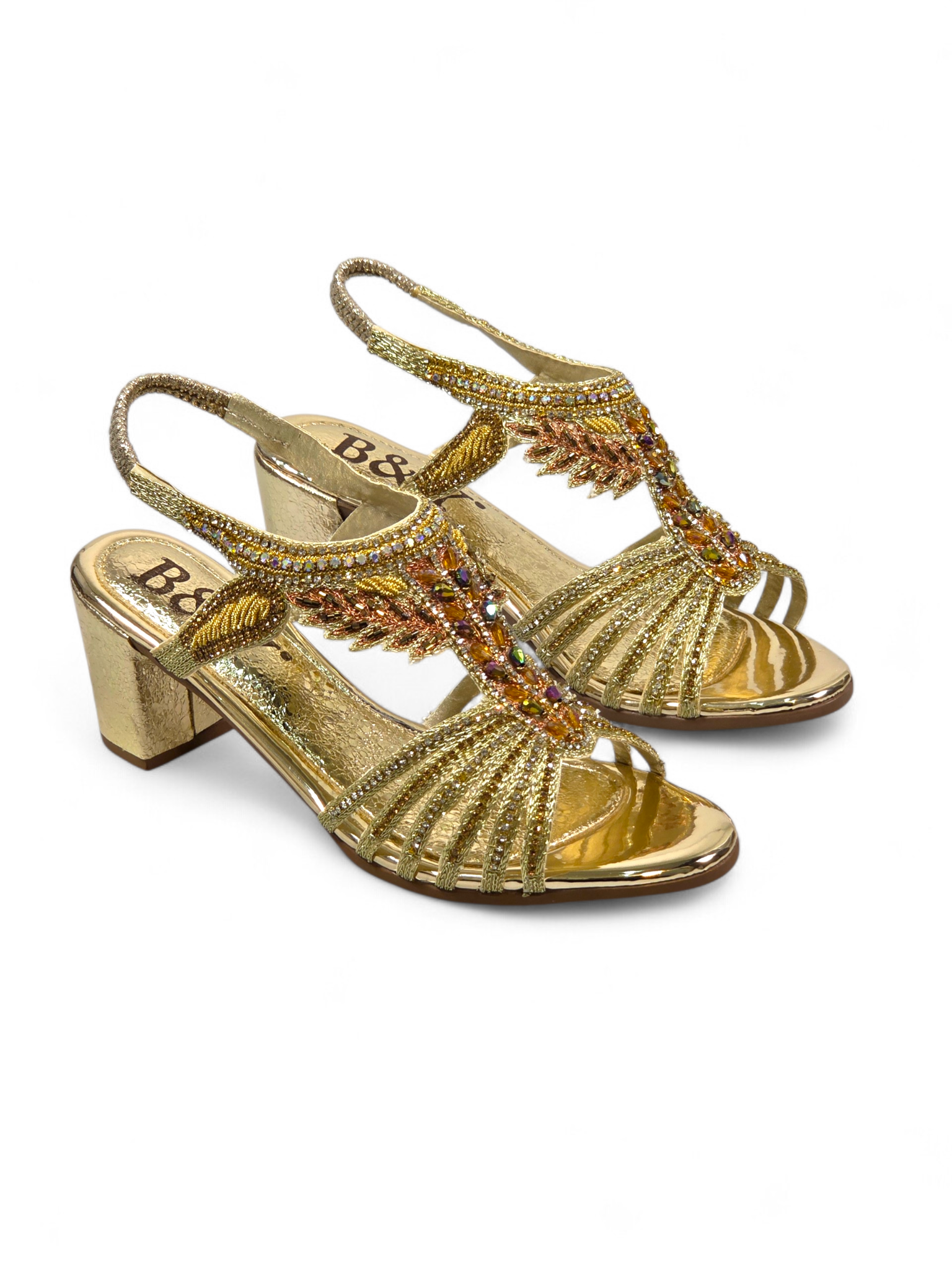 Sandália 9741 Dourado Com Salto Alto 6cm