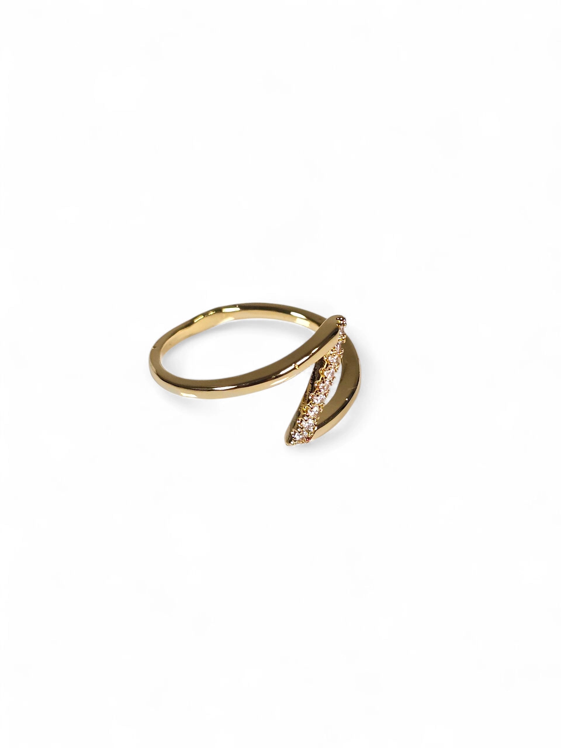 Anel Cristal Zirconia Dourada 008