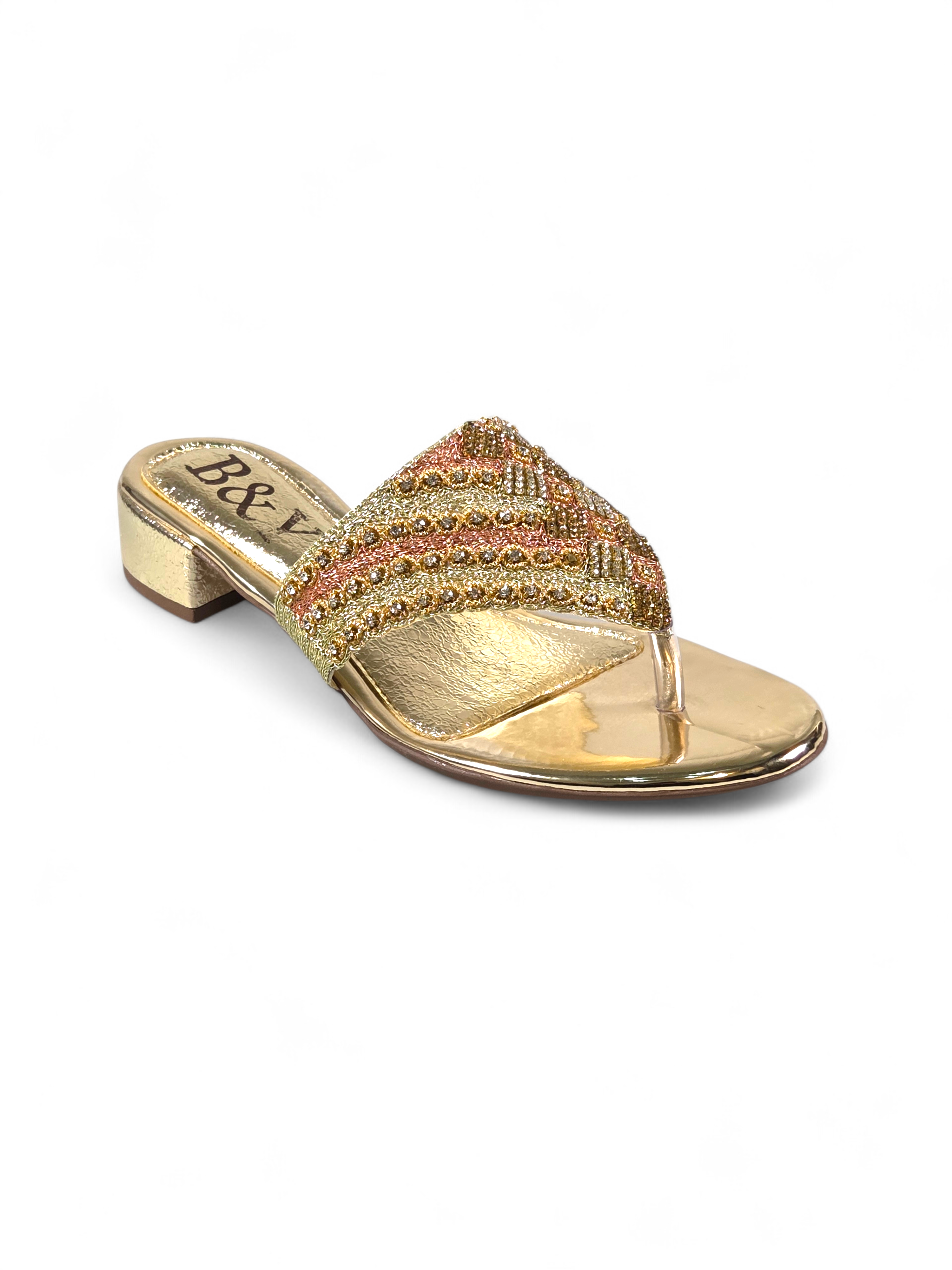 Chinelo 9829 Dourado Salto Bloco