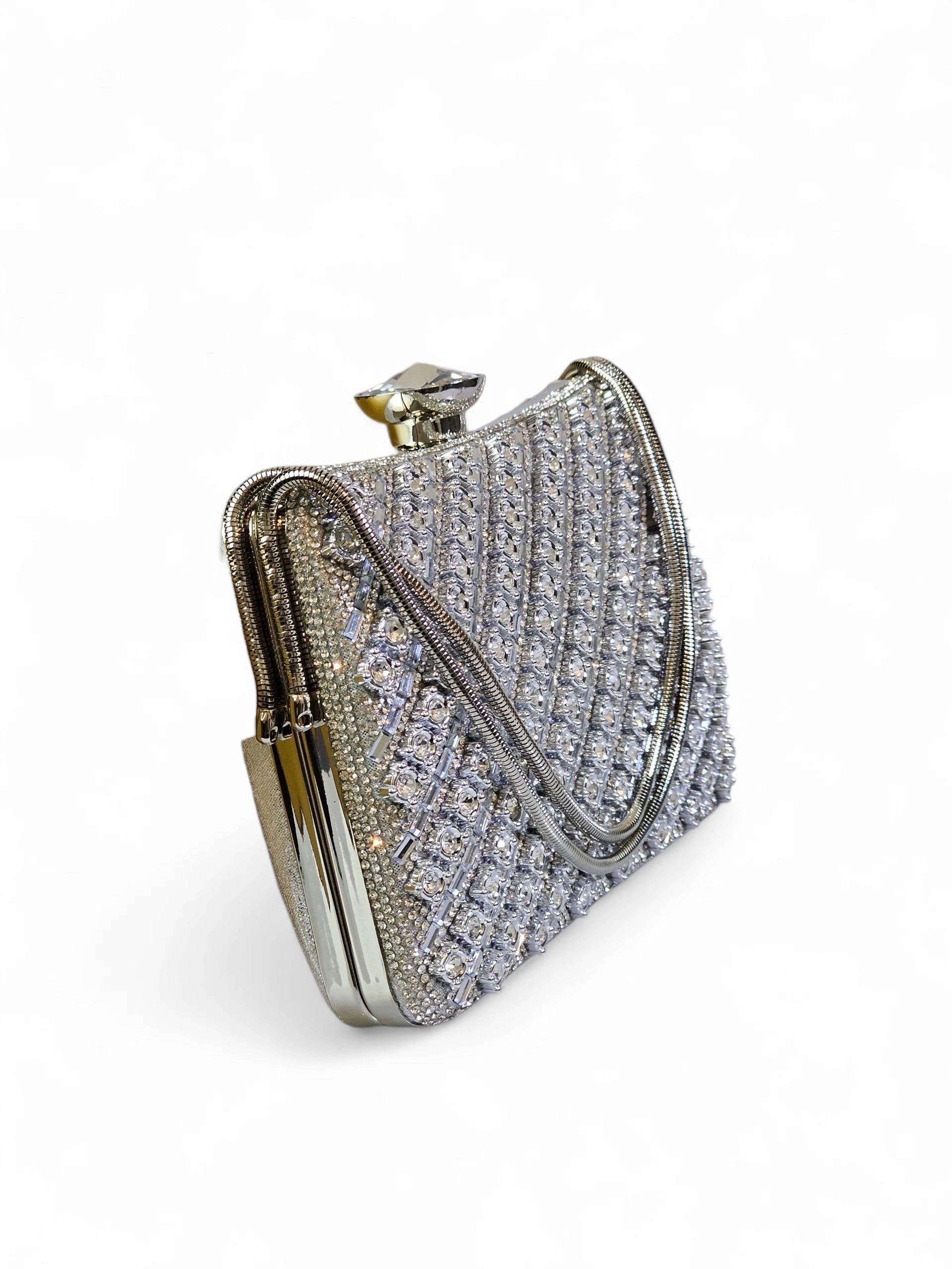 Bolsa Clutch Cristal Prata 020