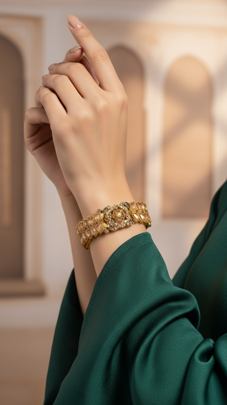 Bracelete Folheado Semi Joia Dourada #1045