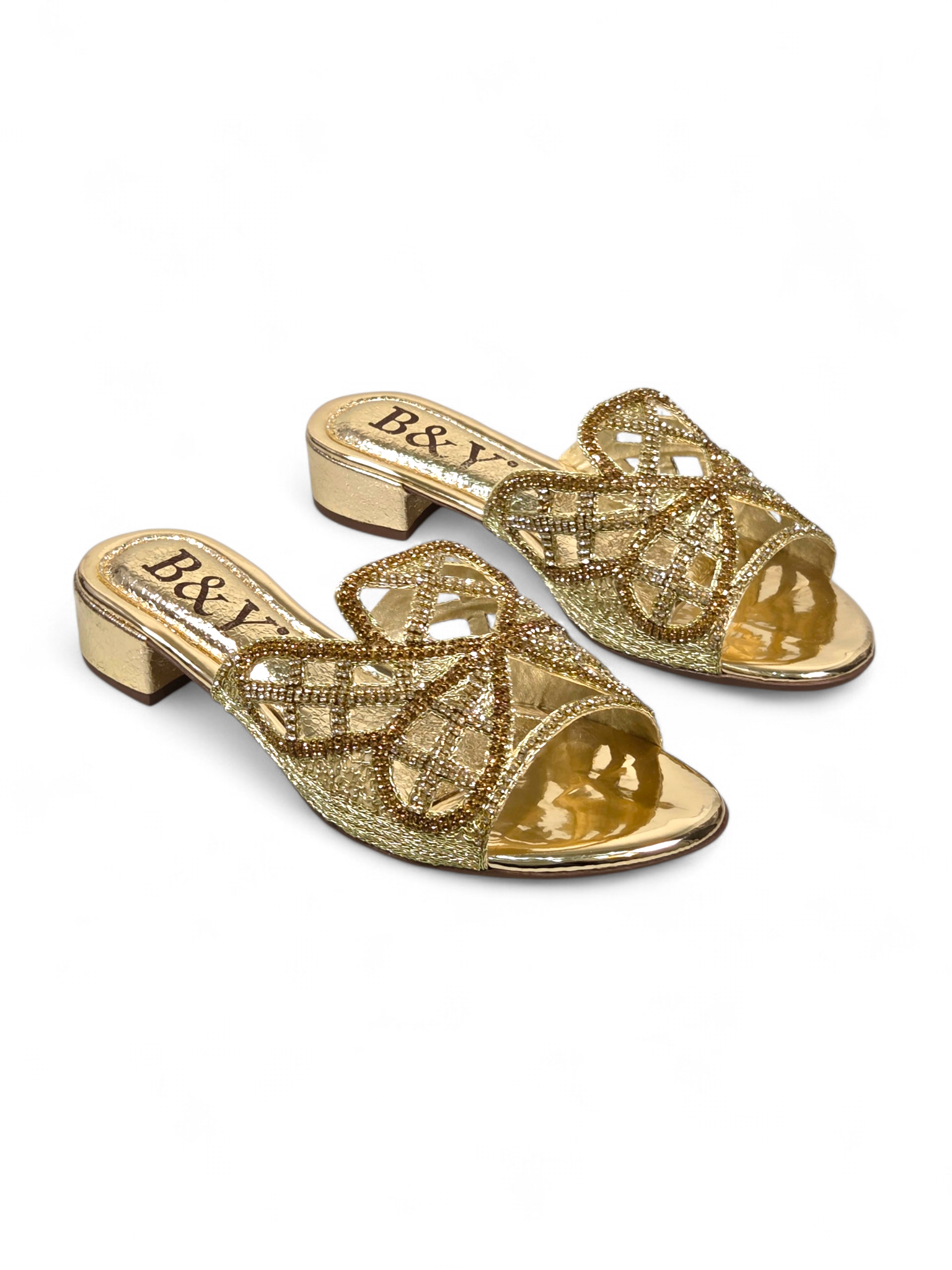 Tamanco 9781 Dourado Salto Bloco 3 cm