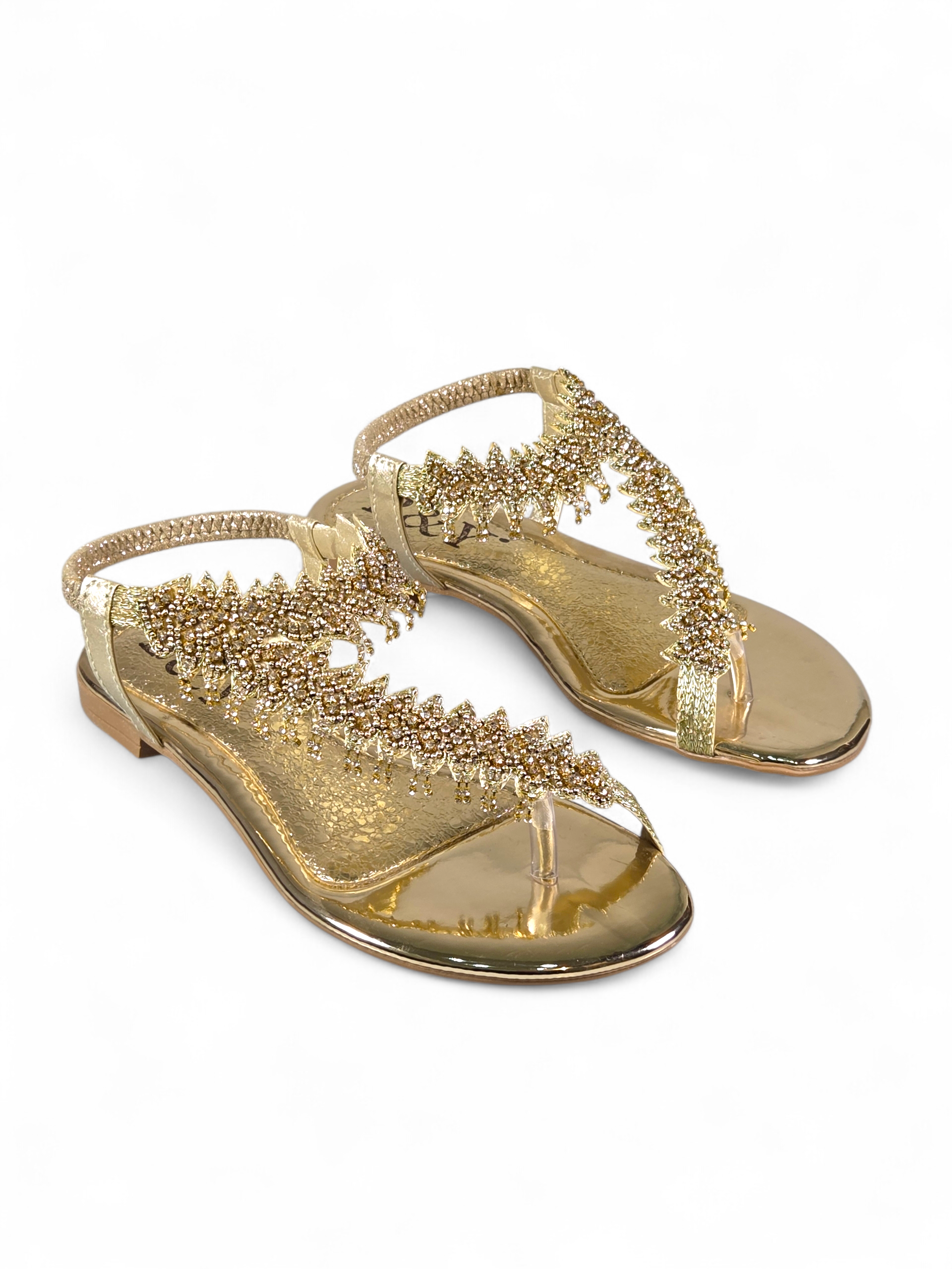 Sandália 9542 Dourado Colorido Sem Salto