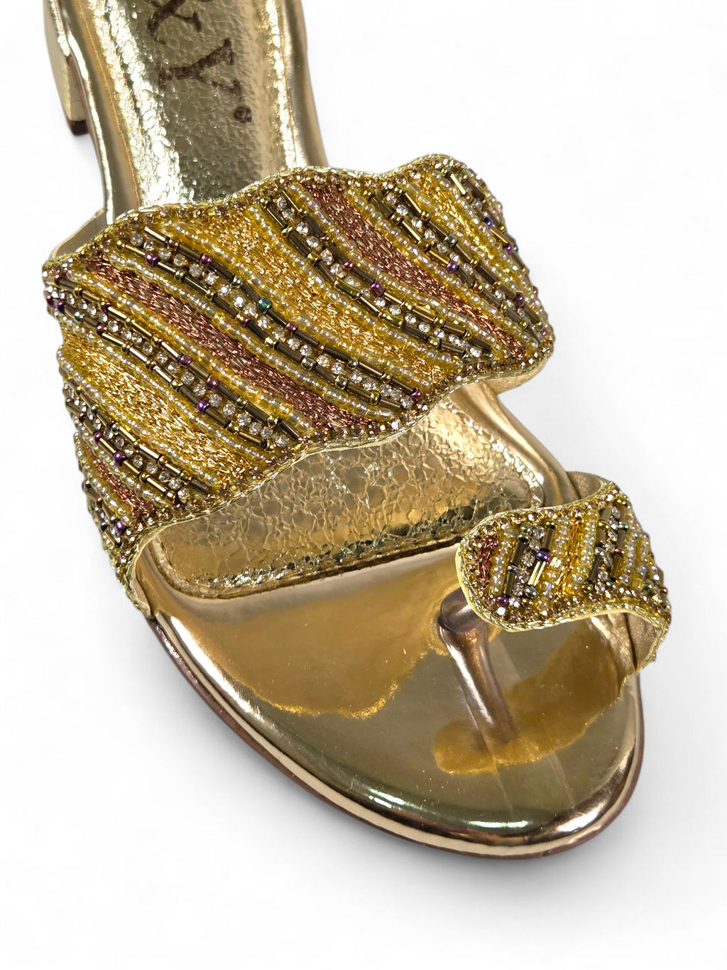 Tamanco 9638 Dourado Salto Bloco