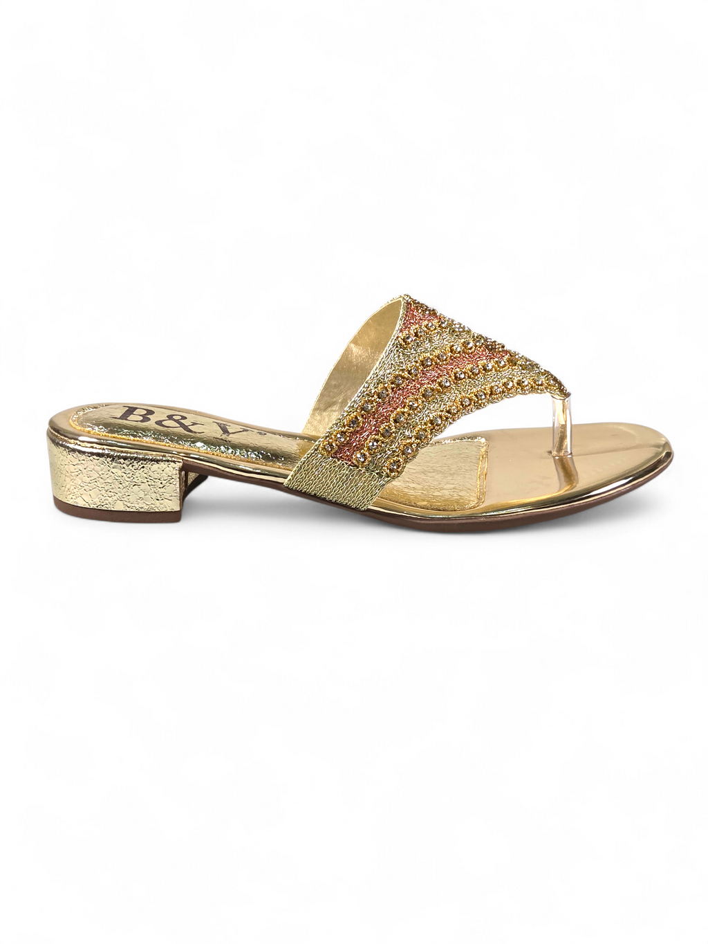 Chinelo 9829 Dourado Salto Bloco 3 cm