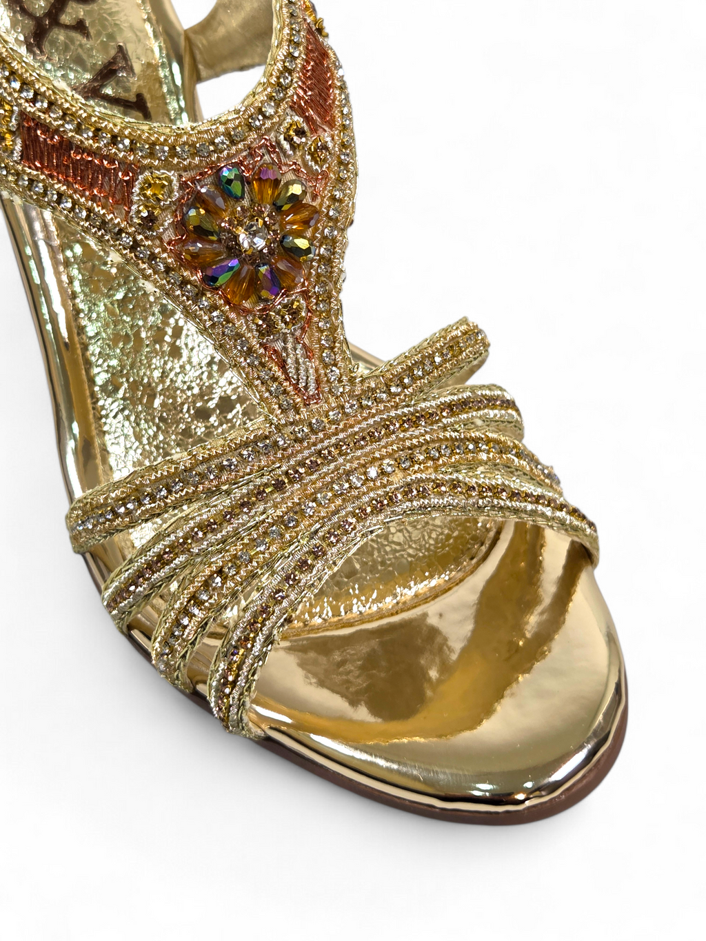 Sandália 9707 Dourado Com Salto 6cm