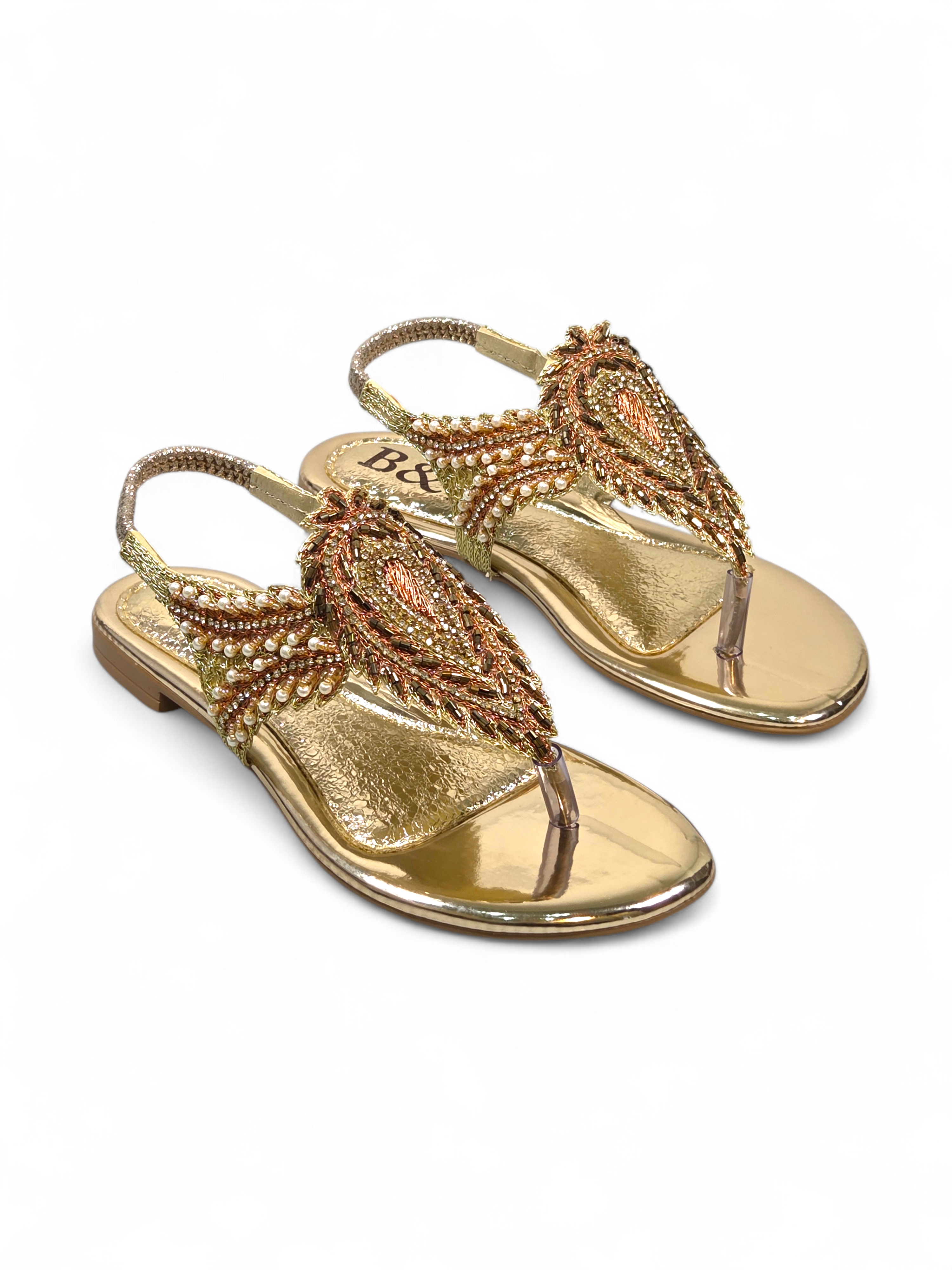 Sandália 9566 Dourado Sem Salto