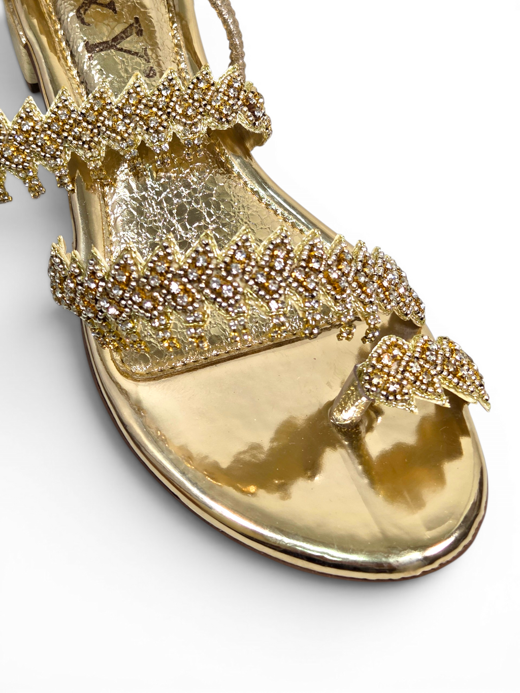Sandália 9265 Dourado Luxo Com Salto Bloco 3cm