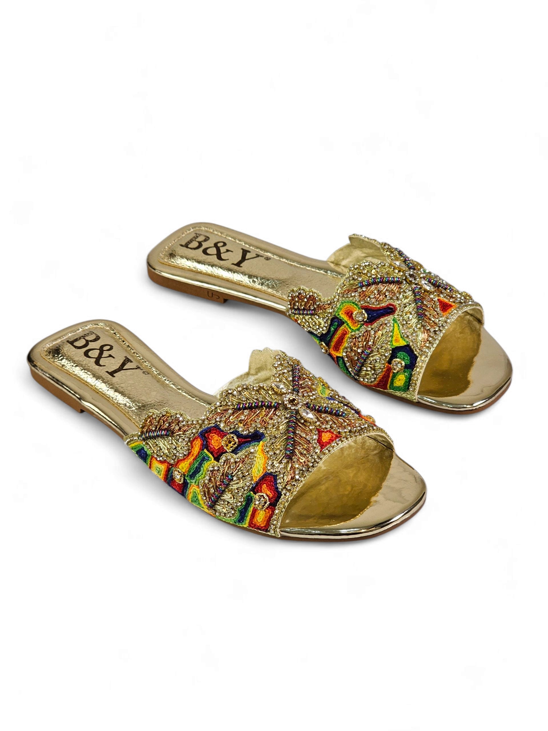 Tamanco 9723 Dourado Sem Salto