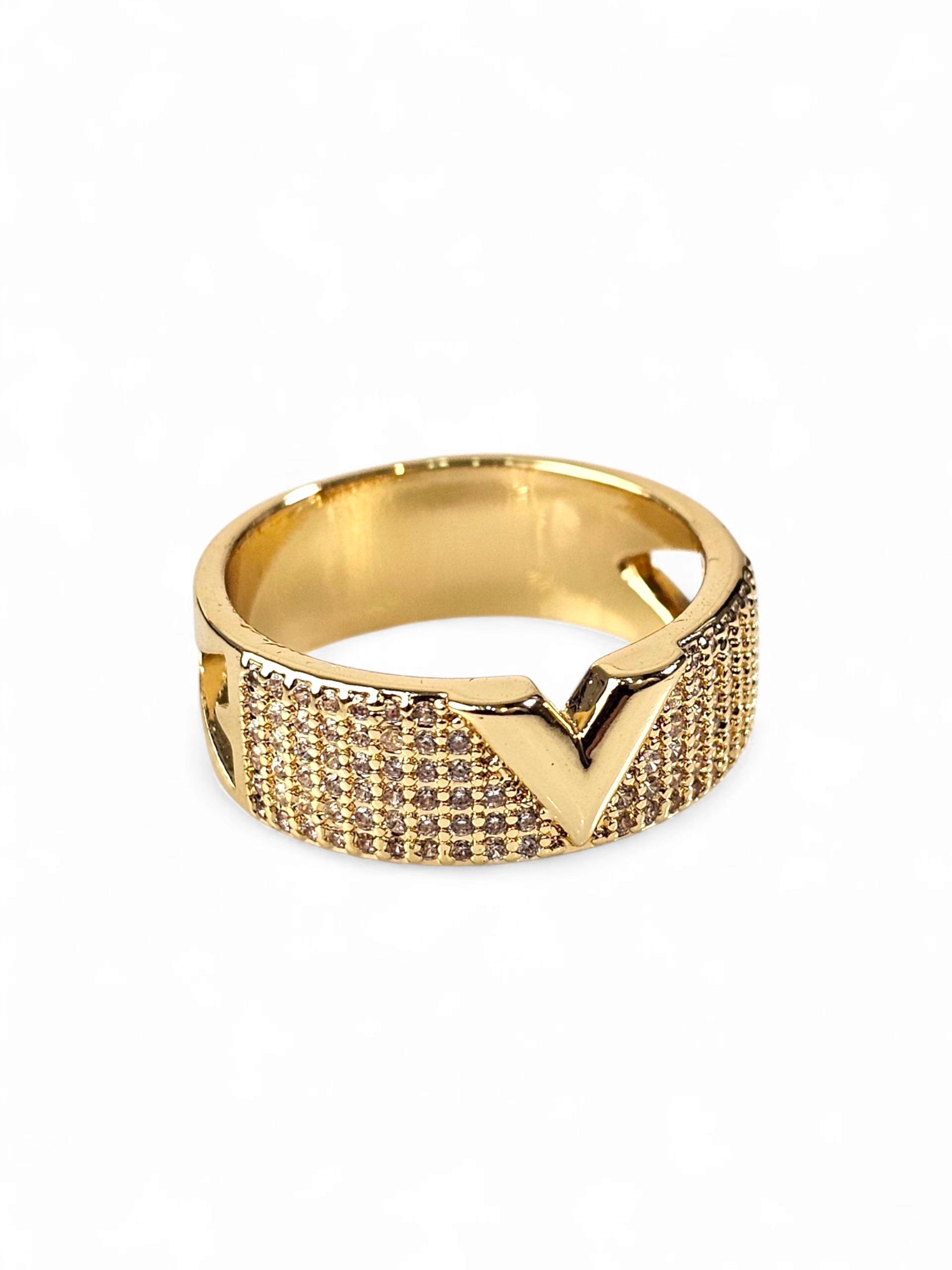 Anel Cristal Zirconia Dourada 002