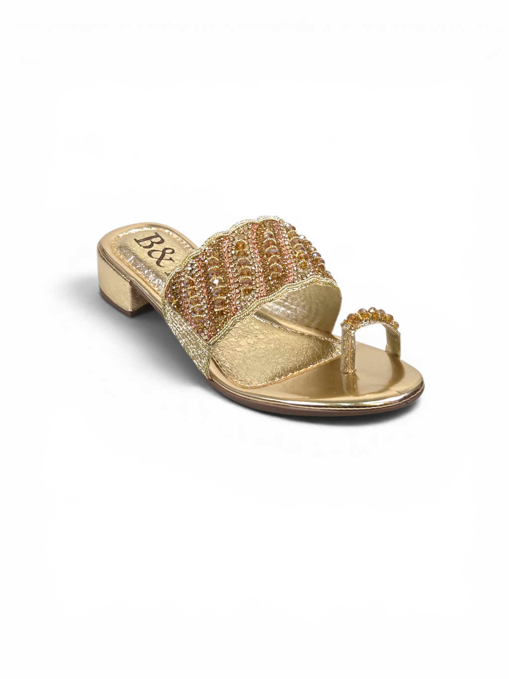 Tamanco 9429 Dourado Salto Bloco 3 cm
