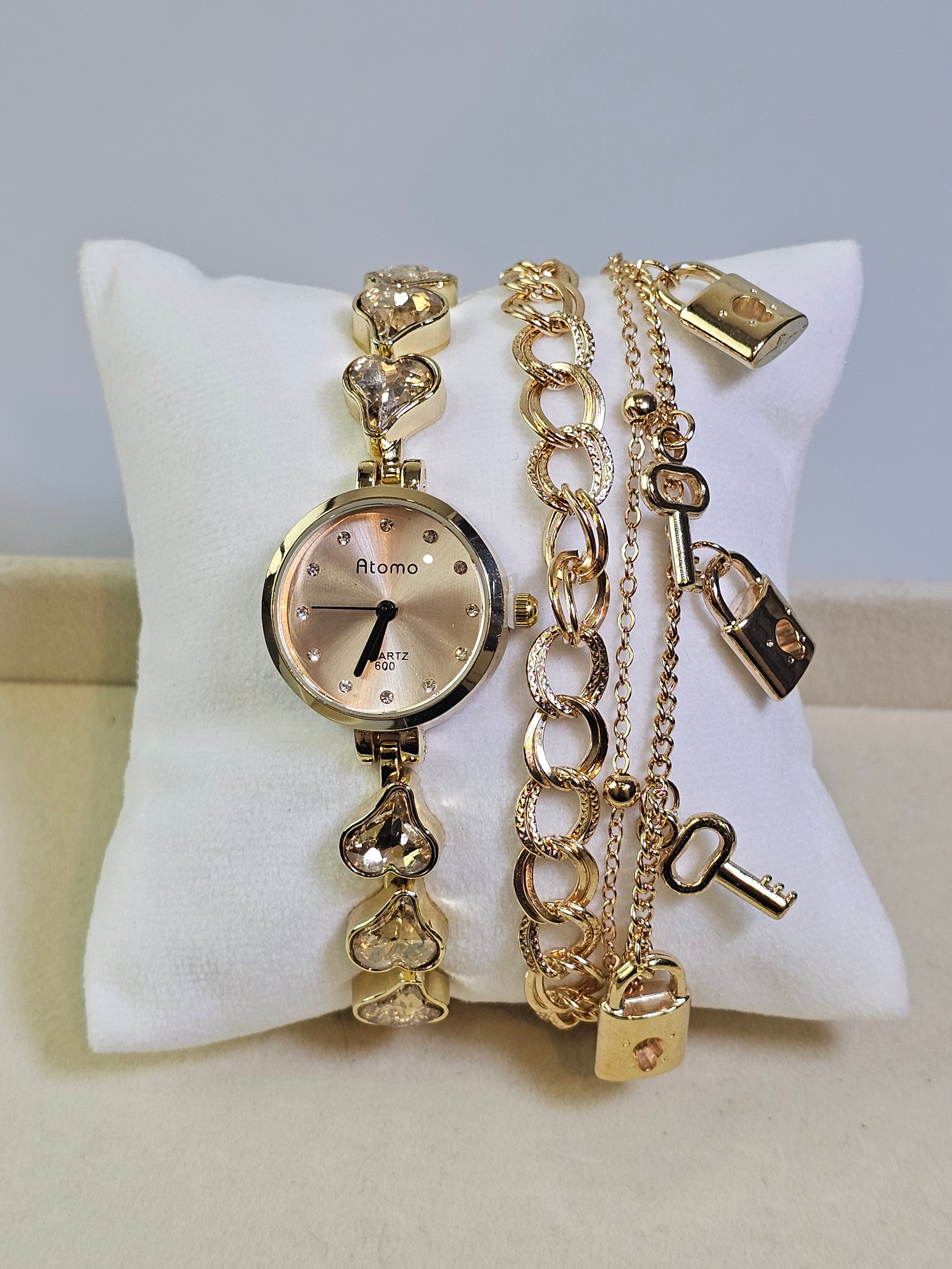 Relógio Prova d’Água com Pulseira Folheada 038