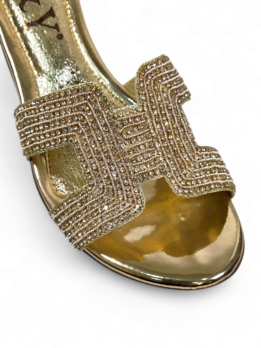 Tamanco 9575 Dourado Salto Bloco 3 cm