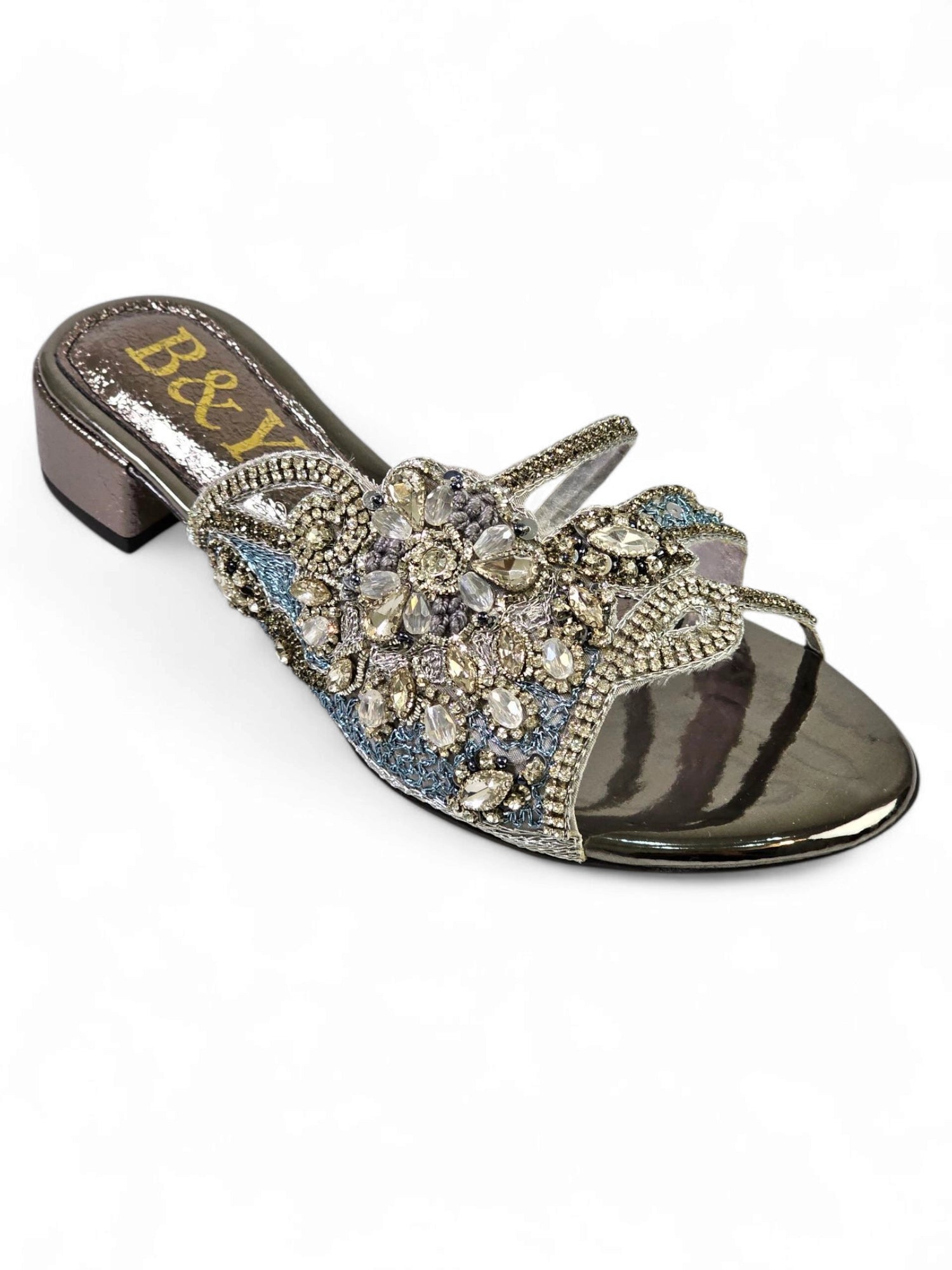 Tamanco 9262 Prata Salto Bloco