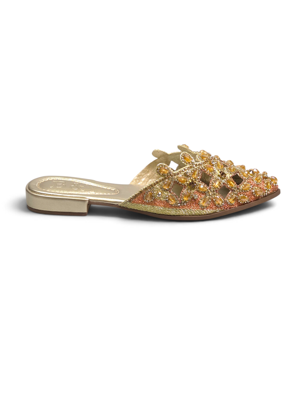 Mule 9183 Dourado Salto Baixo 2 Cm