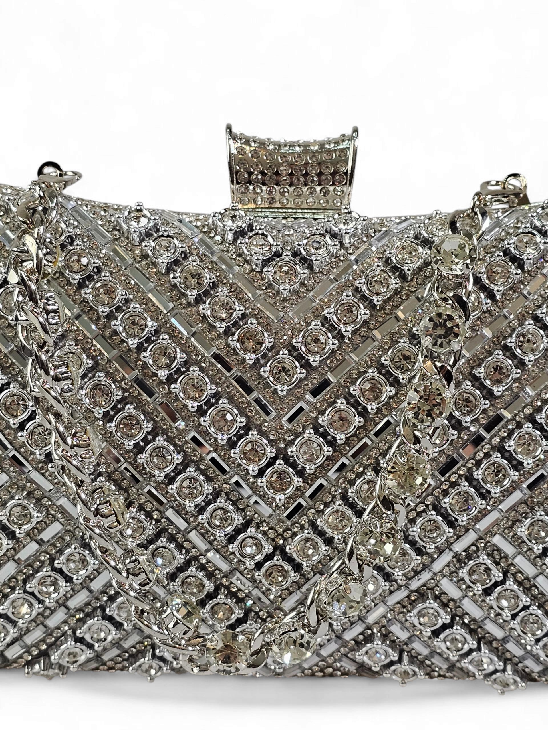 Bolsa Clutch Cristal Prata 010