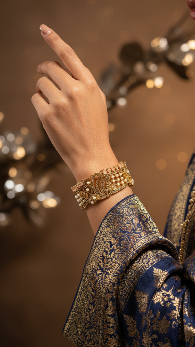 Bracelete Folheado Semi Joia Dourada #1041