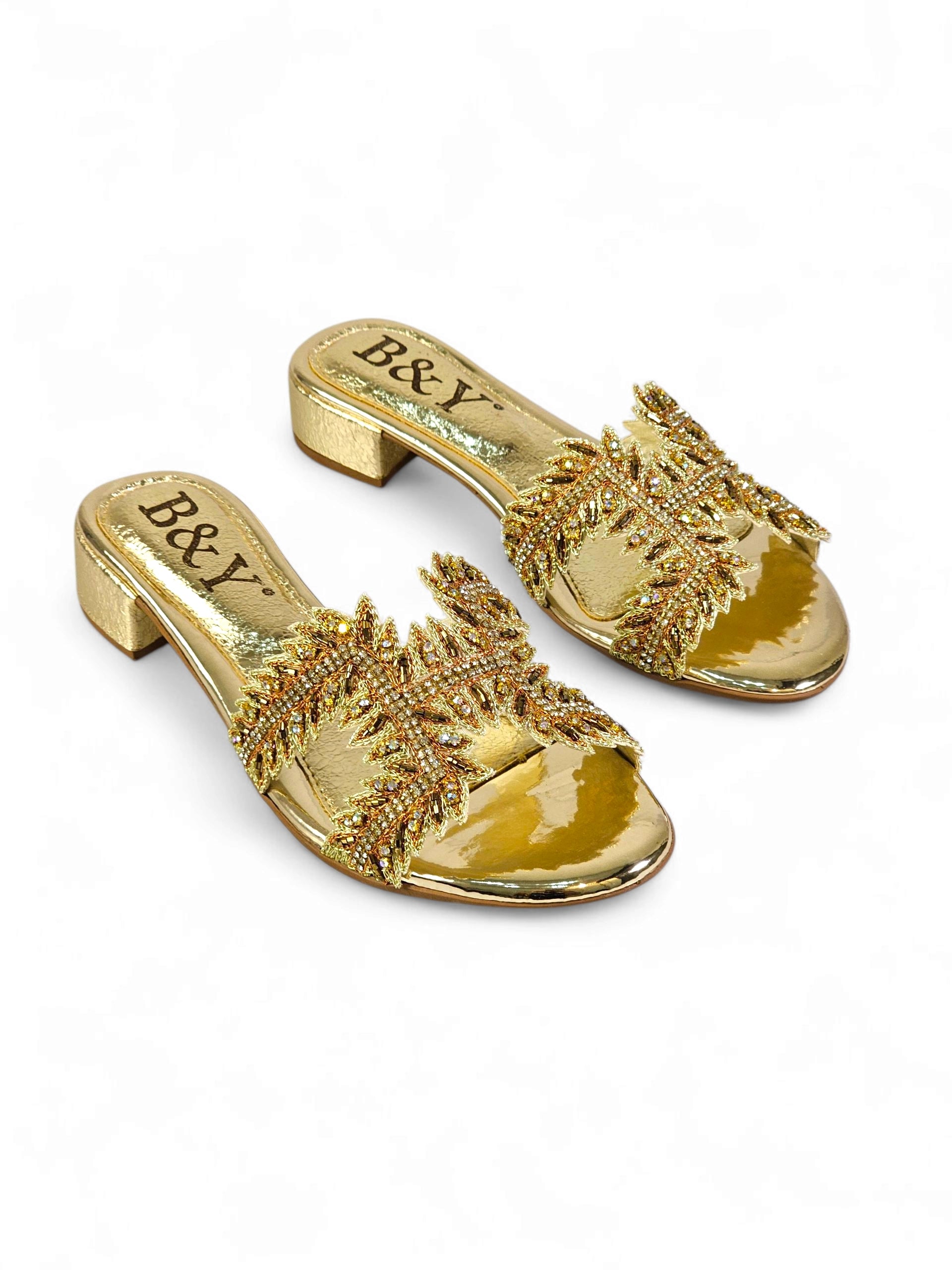 Tamanco 9768 Dourado Salto Bloco