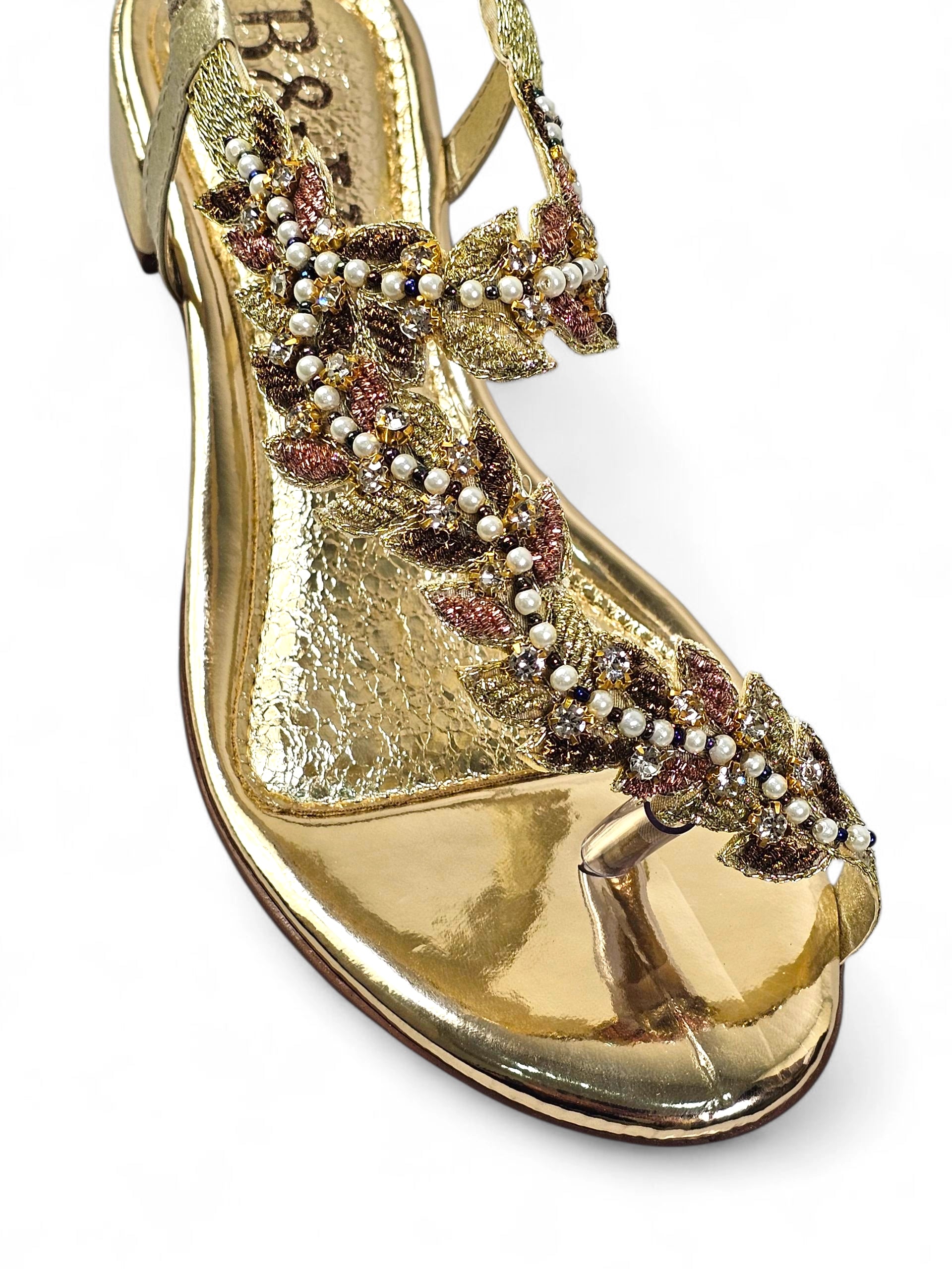 Sandália 9665 Dourado Salto Bloco