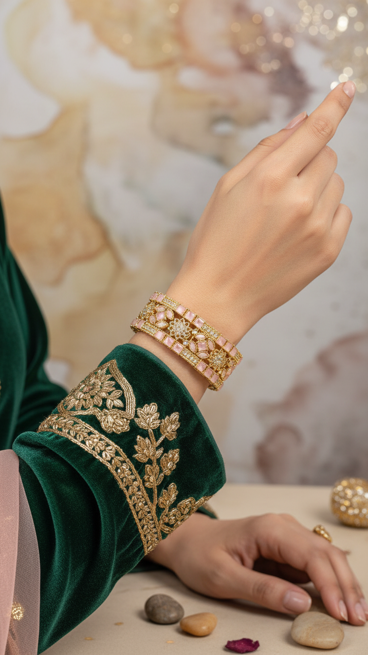 Bracelete Folheado Semi Joia Dourada #1042