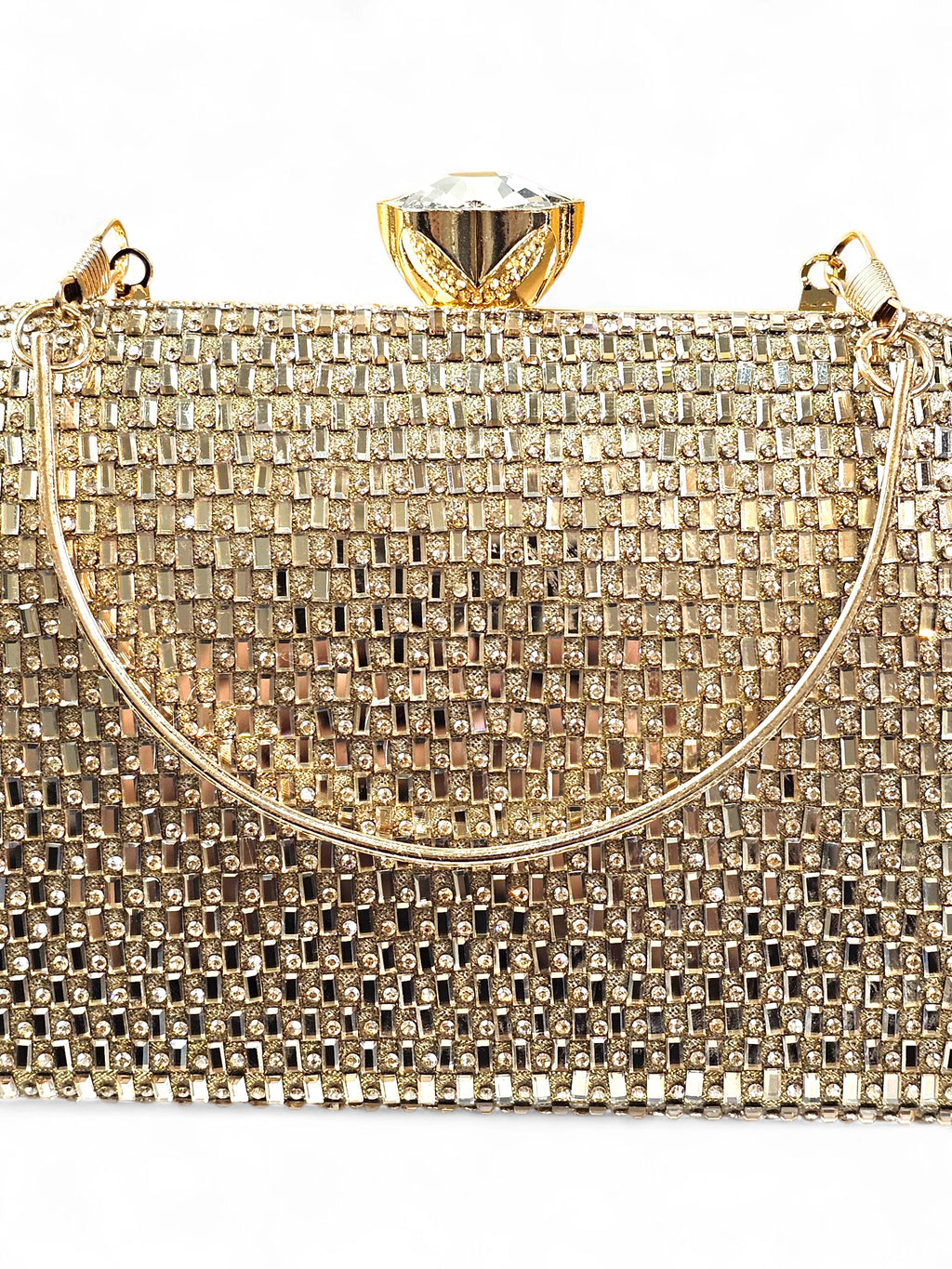 Bolsa Clutch Cristal Dourada 029