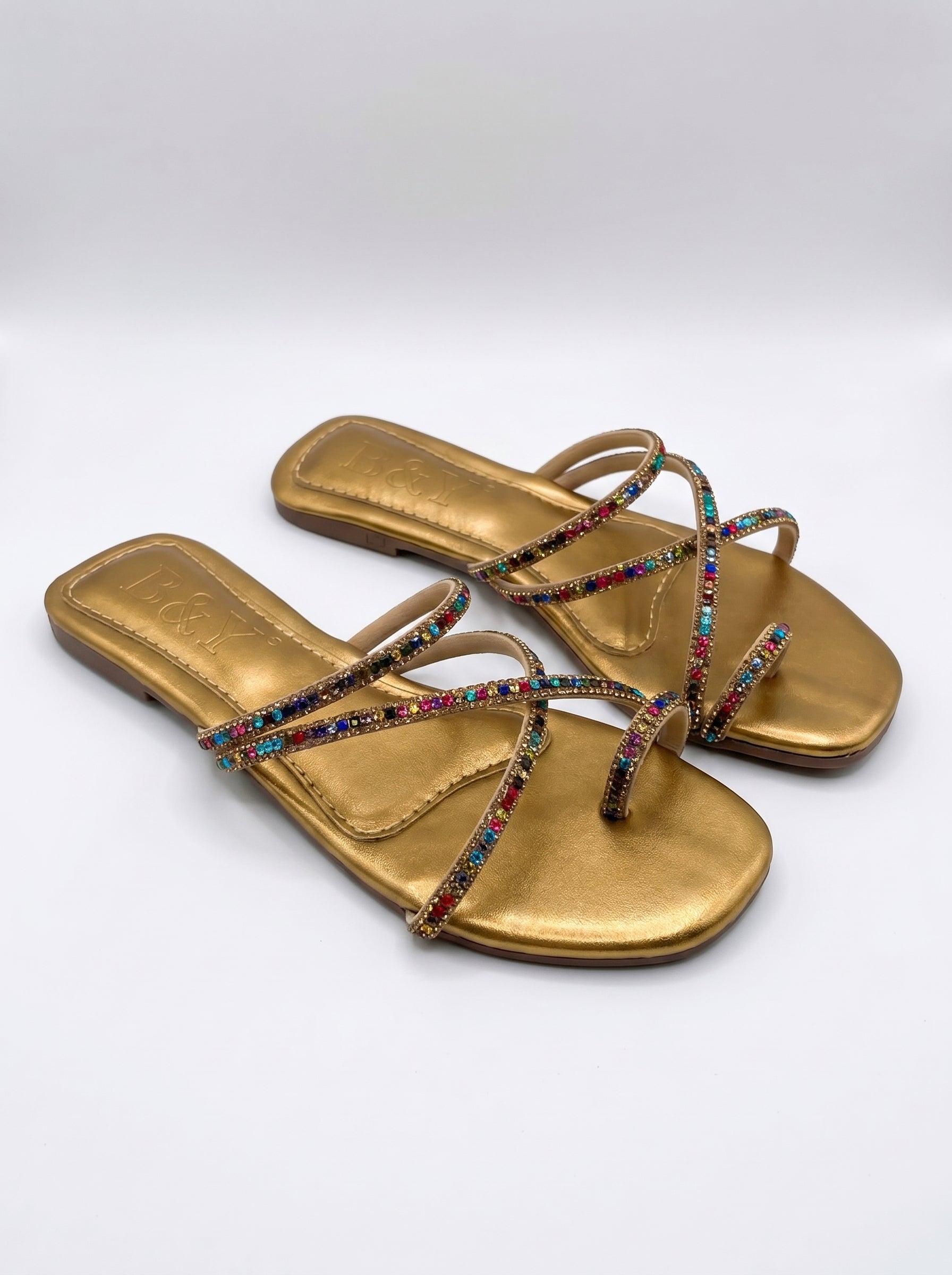 Chinelo 6101 Dourado Colorido Sem Salto