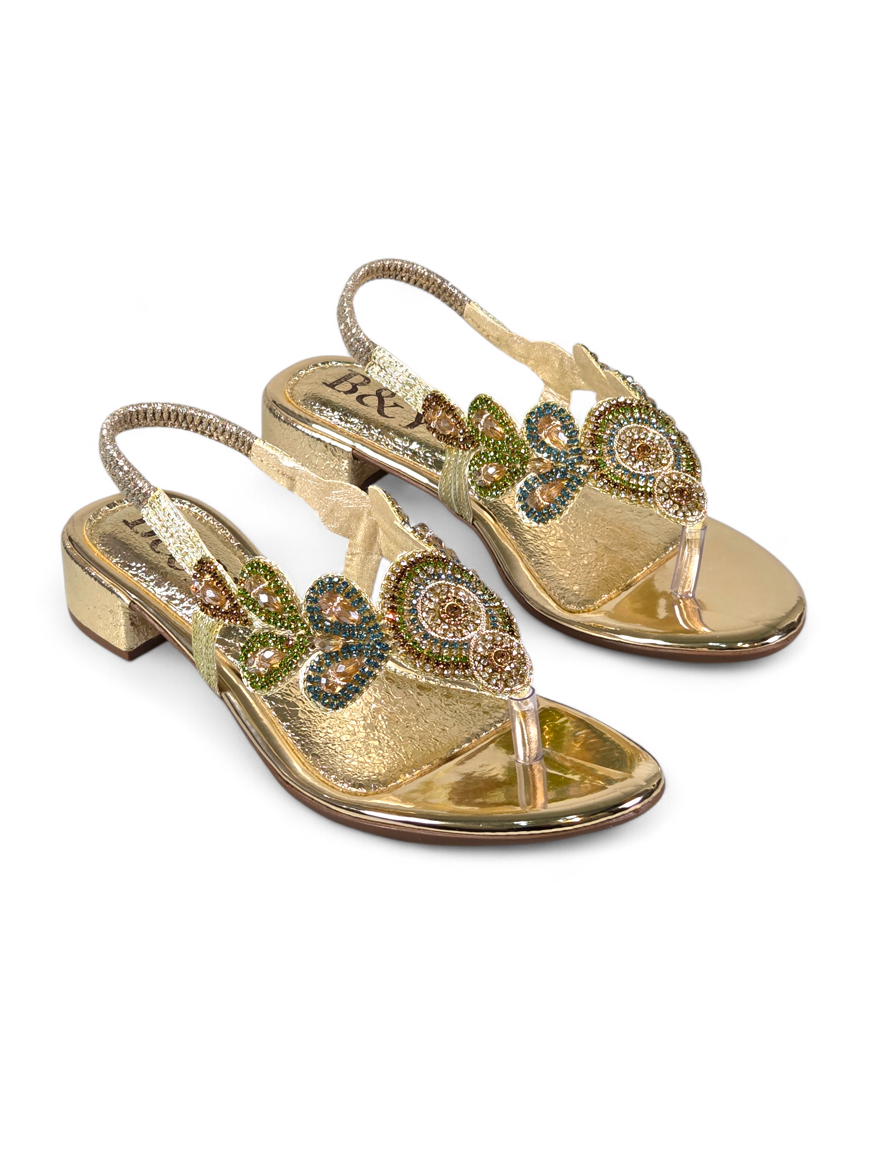 Sandália 4020 Dourado Com Salto Bloco