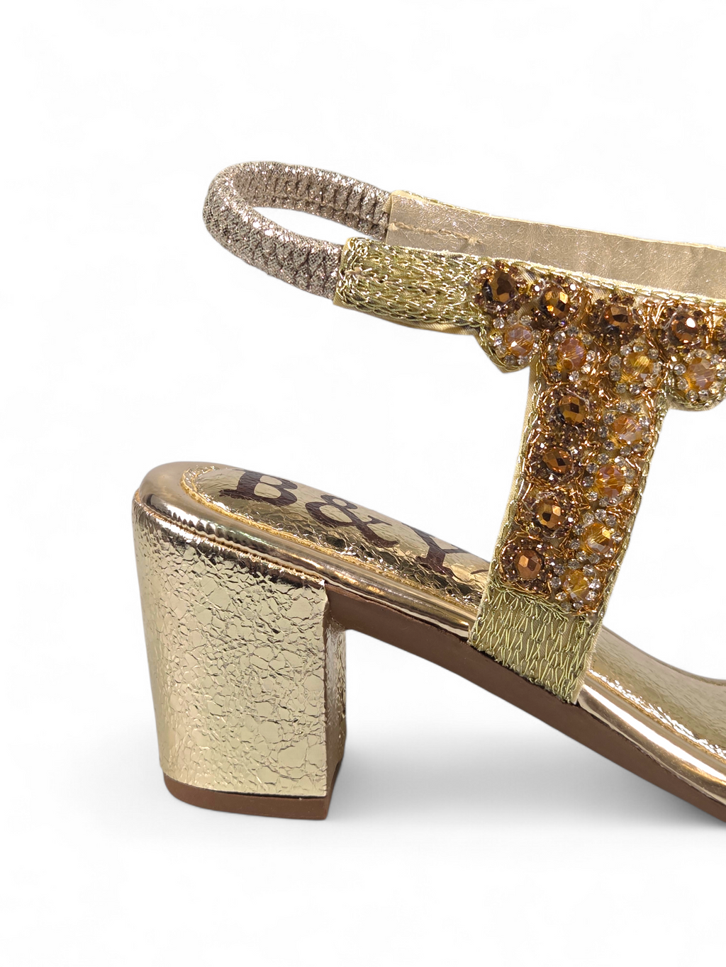 Sandália 9458 Dourado Com Salto Alto 6cm