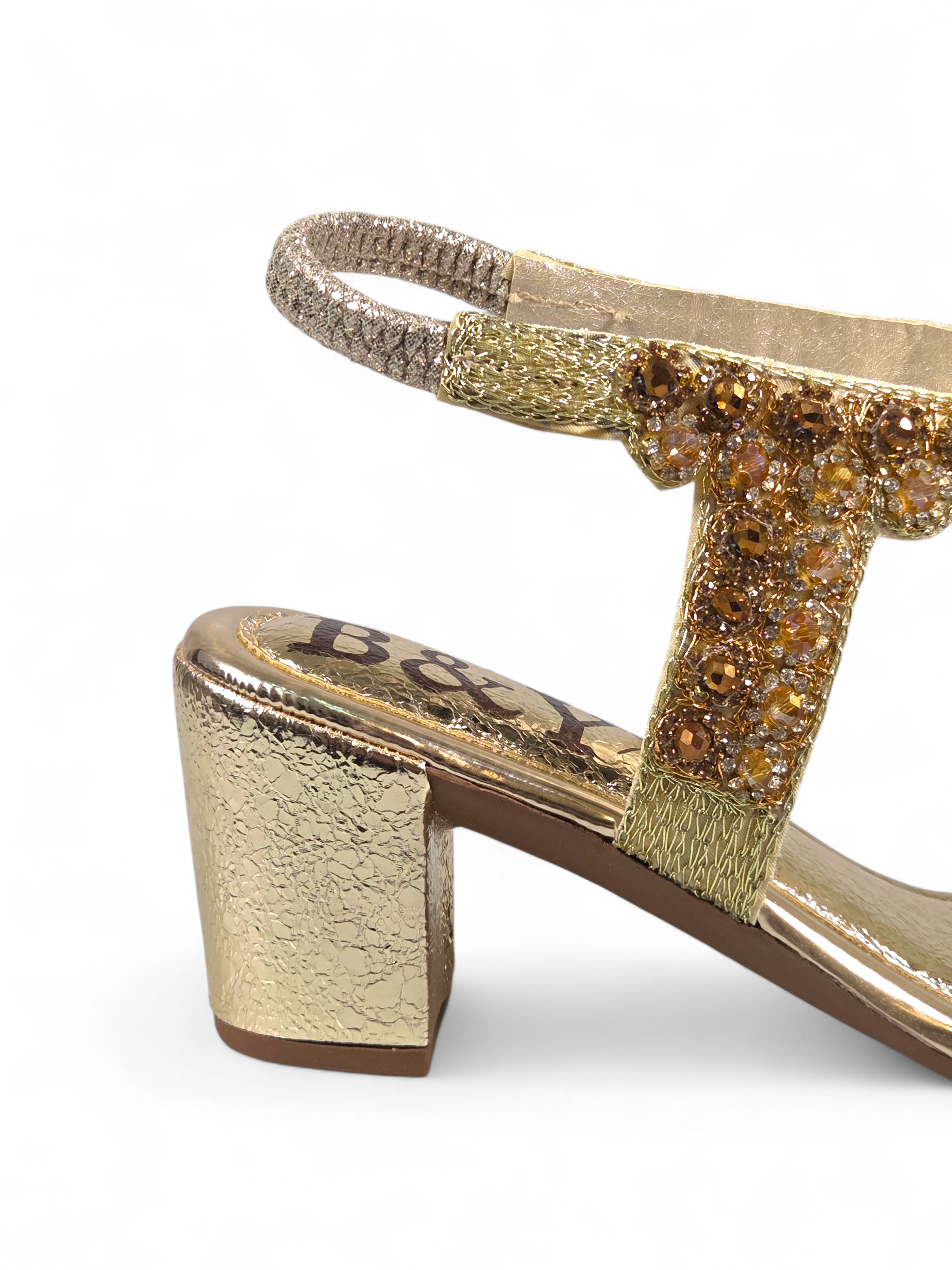 Sandália 9458 Dourado Com Salto Alto 6cm