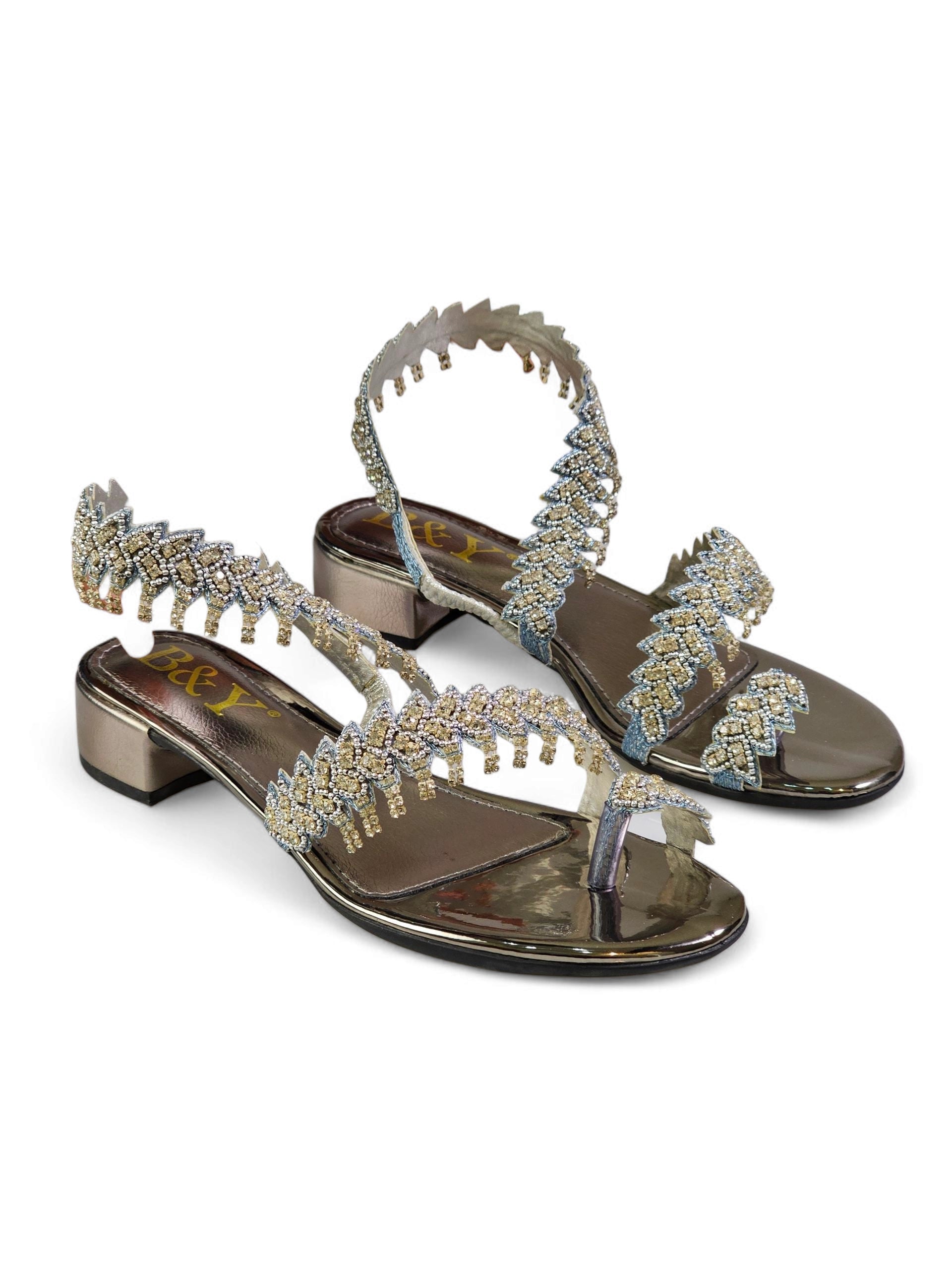 Sandália 9265 Prata Com Salto Bloco 3cm