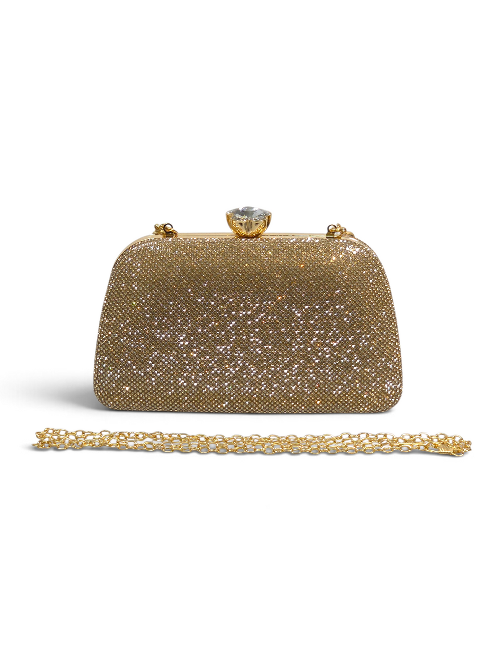Bolsa Glamour Clutch Cristal Dourado 1091