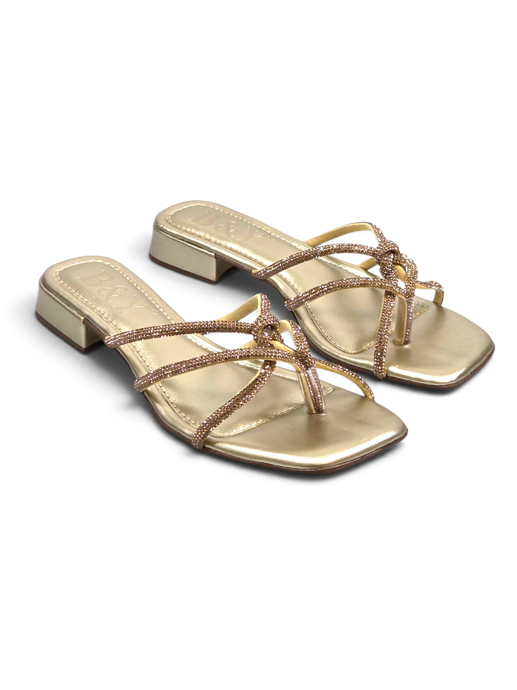 Chinelo 9864 Dourado Salto Baixo 2 cm
